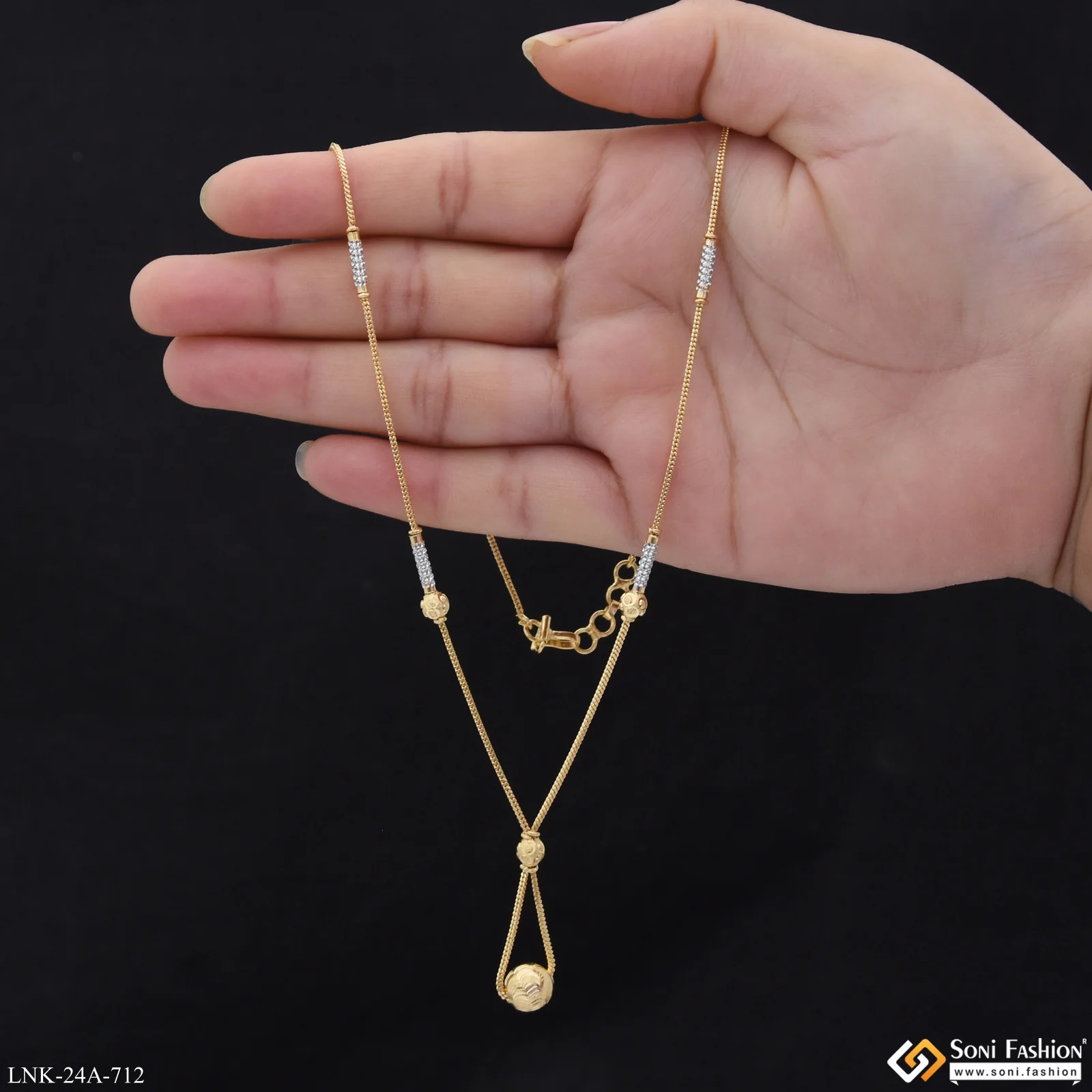 1 Gram Gold Plated Radiant Design Necklace for Ladies - Style A712 - Image 3