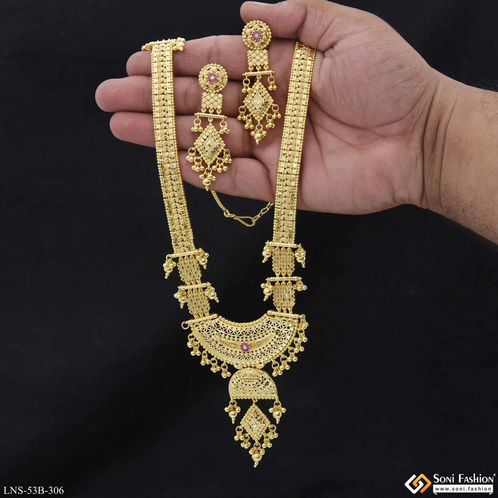 1 Gram Gold Plated Radiant Design Necklace Set for Women - Style B306 - Image 2