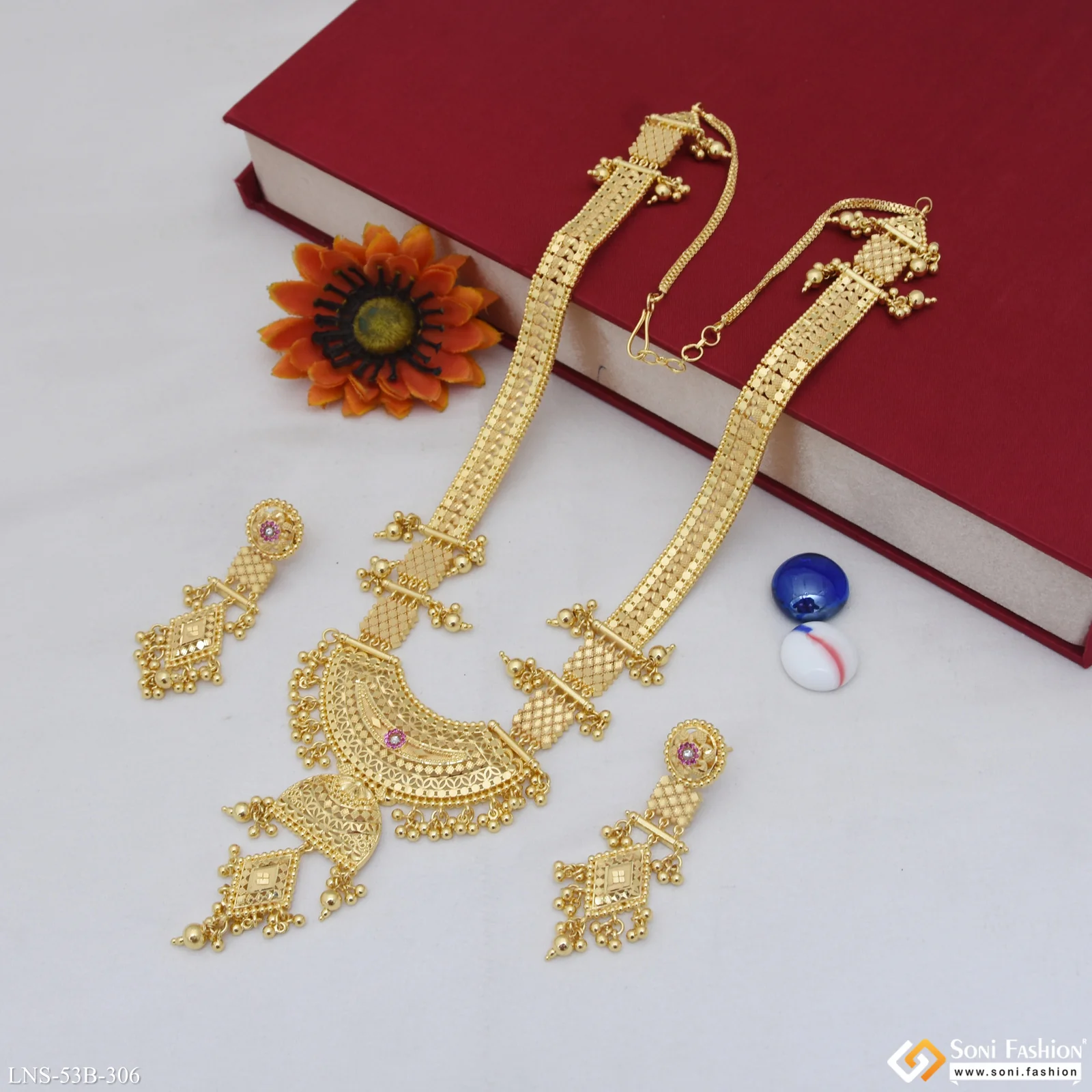 1 Gram Gold Plated Radiant Design Necklace Set for Women - Style B306 - Image 3