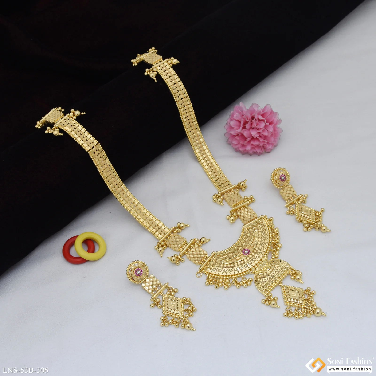 1 Gram Gold Plated Radiant Design Necklace Set for Women - Style B306 - Image 4