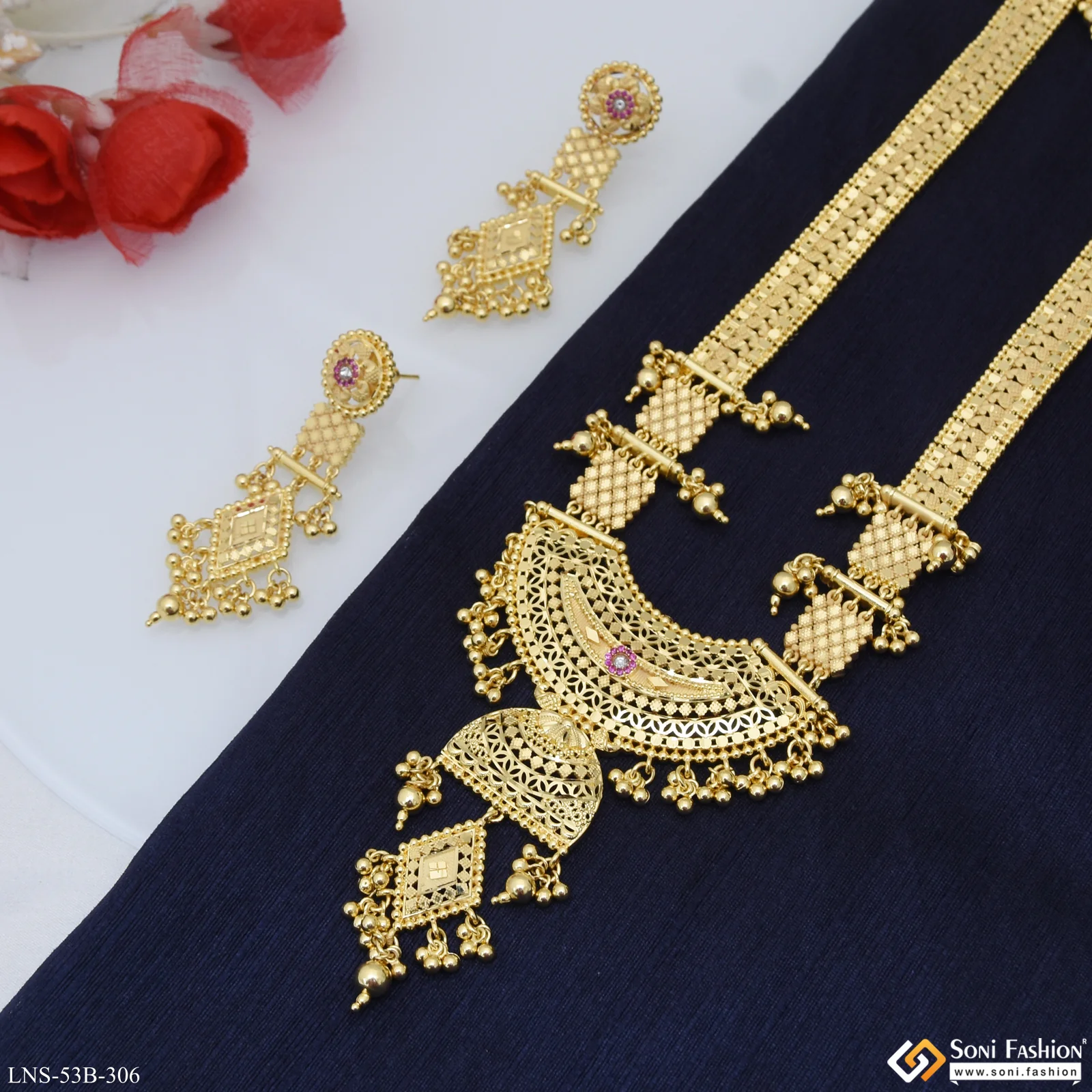 1 Gram Gold Plated Radiant Design Necklace Set for Women - Style B306 - Image 5