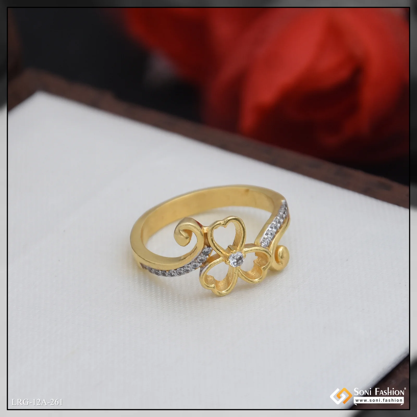 1 Gram Gold Plated Radiant Design Ring for Ladies - Style A261 - Image 3