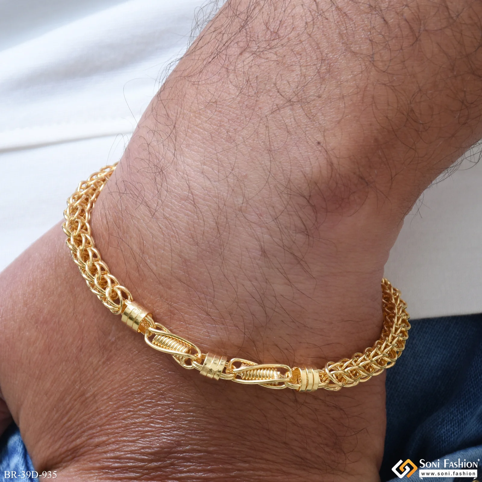1 Gram Gold Plated Rajwadi Bracelet for Men - Style D935