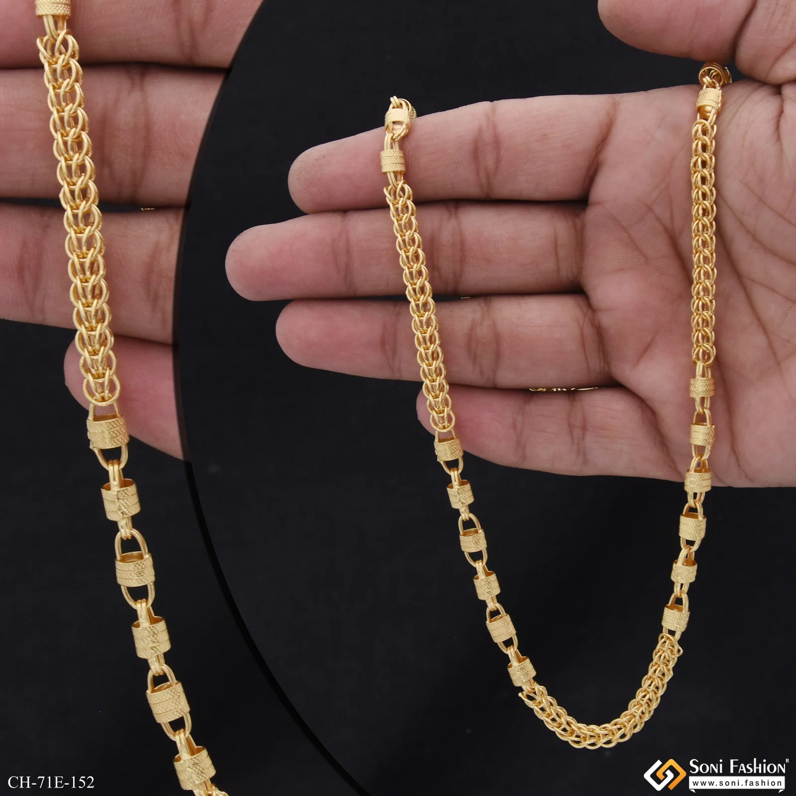 1 Gram Gold Plated Rajwadi Chain for Men - Style E152