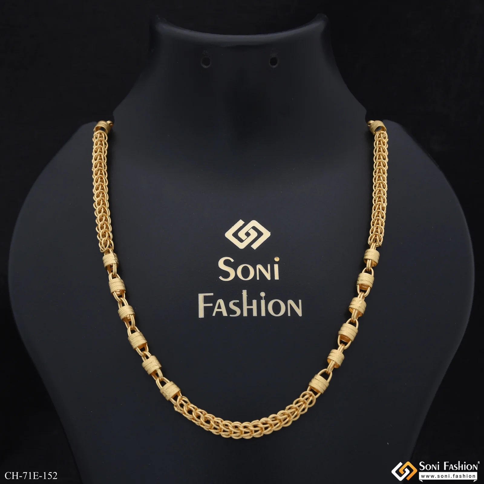 1 Gram Gold Plated Rajwadi Chain for Men - Style E152 - Image 2
