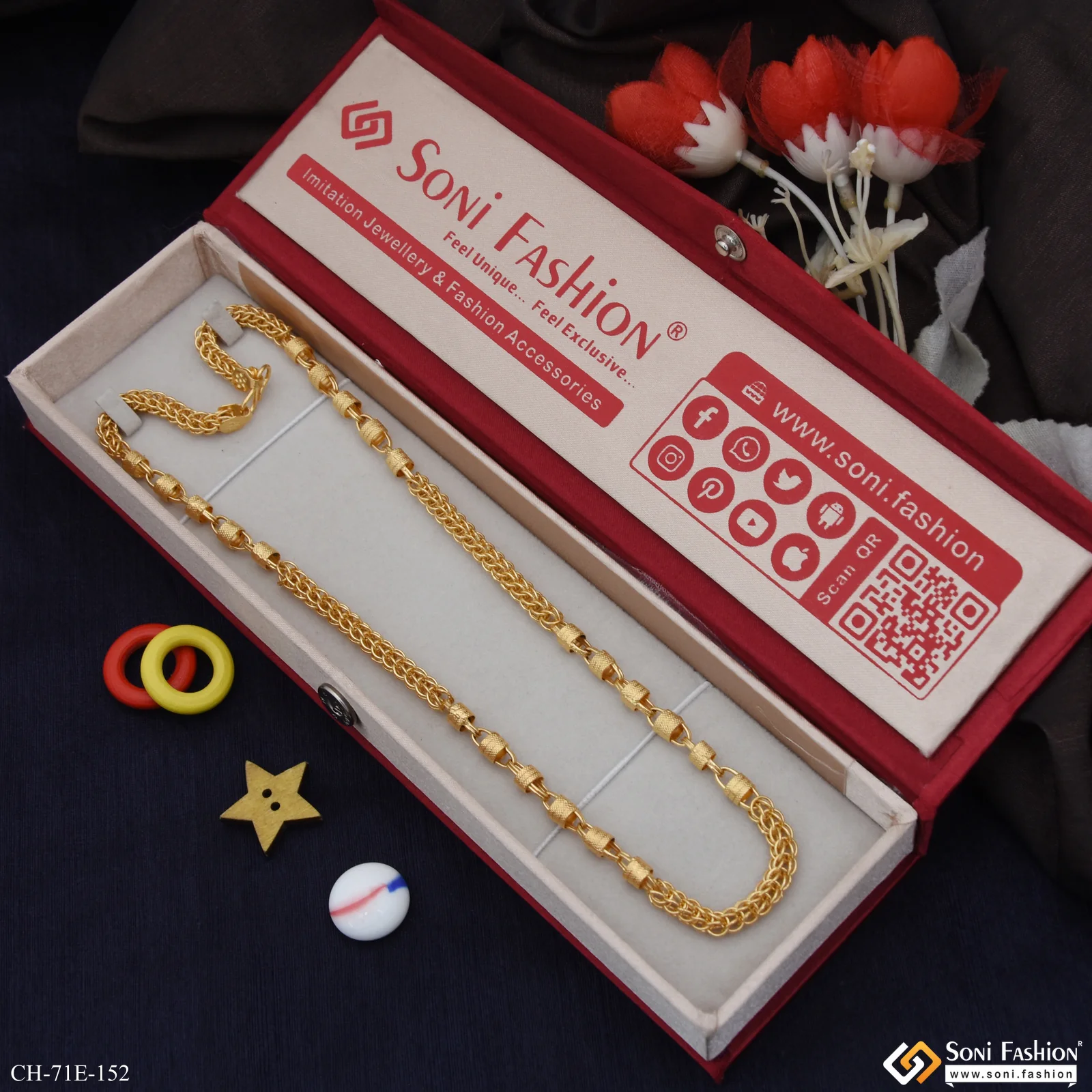 1 Gram Gold Plated Rajwadi Chain for Men - Style E152 - Image 3