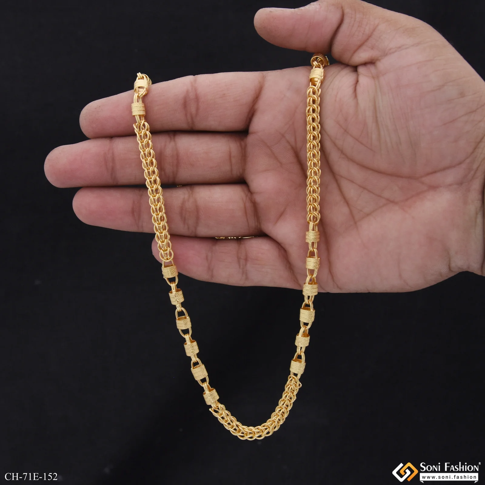 1 Gram Gold Plated Rajwadi Chain for Men - Style E152 - Image 4