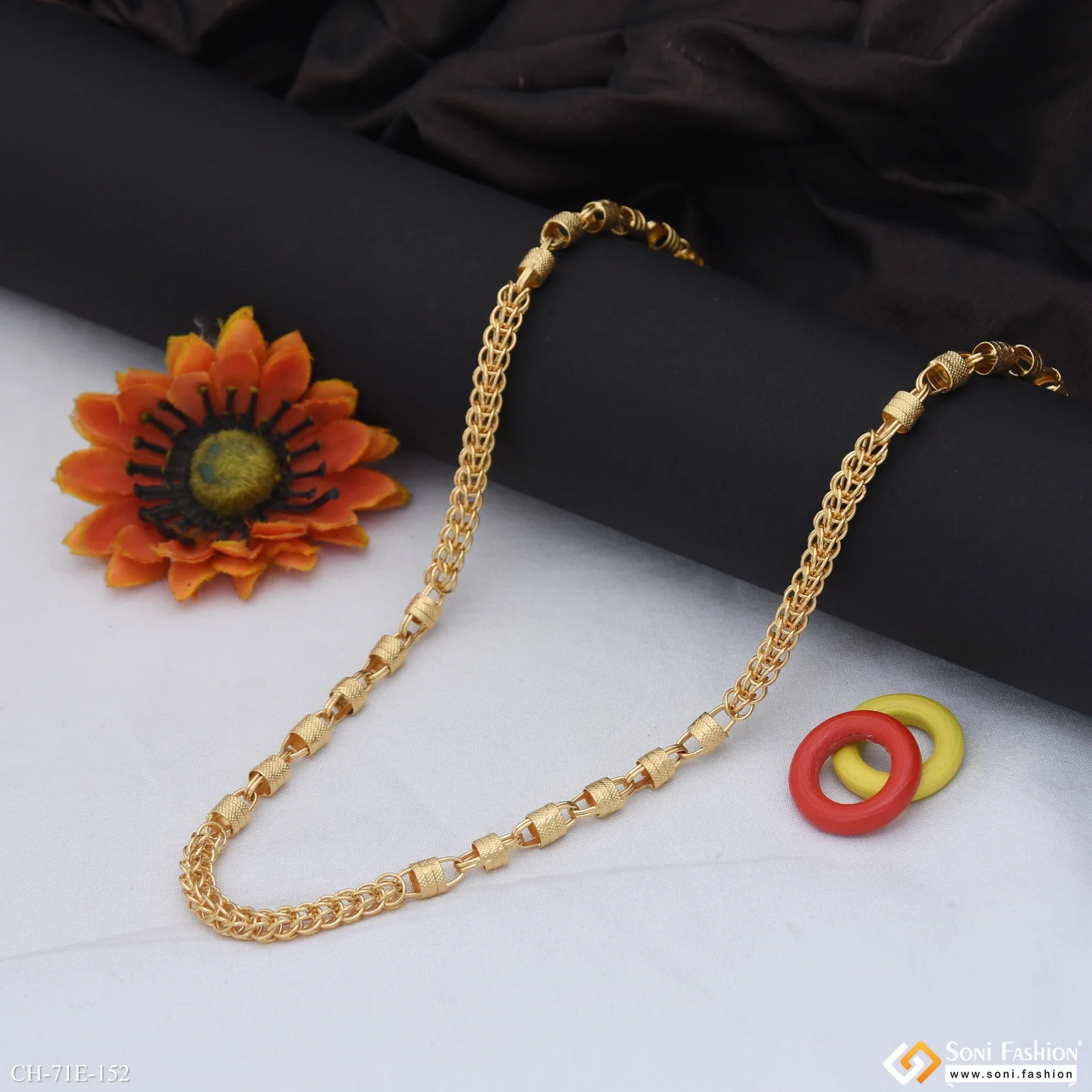 1 Gram Gold Plated Rajwadi Chain for Men - Style E152 - Image 5