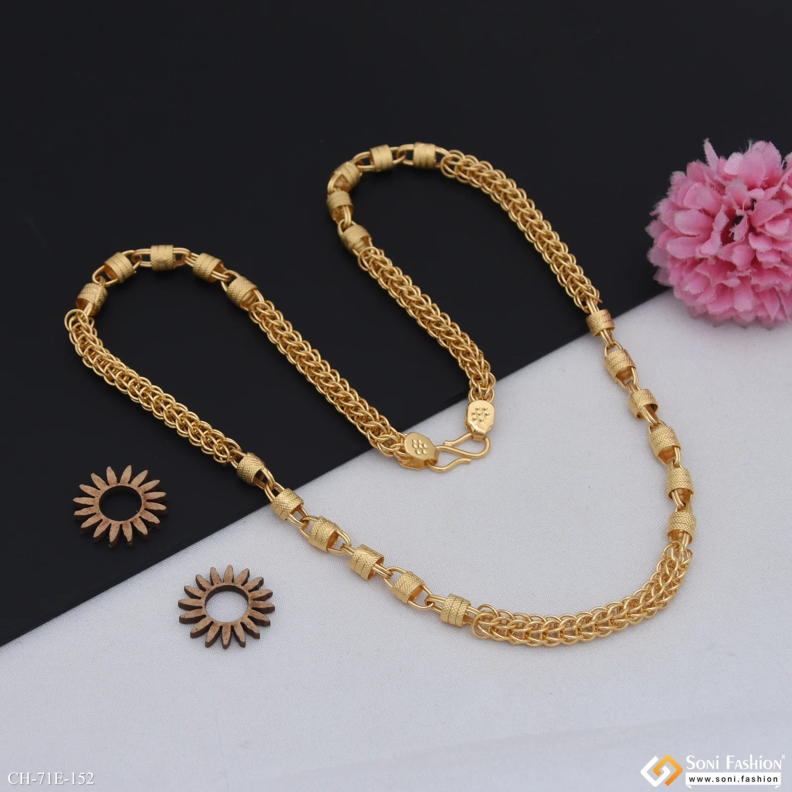 1 Gram Gold Plated Rajwadi Chain for Men - Style E152 - Image 6