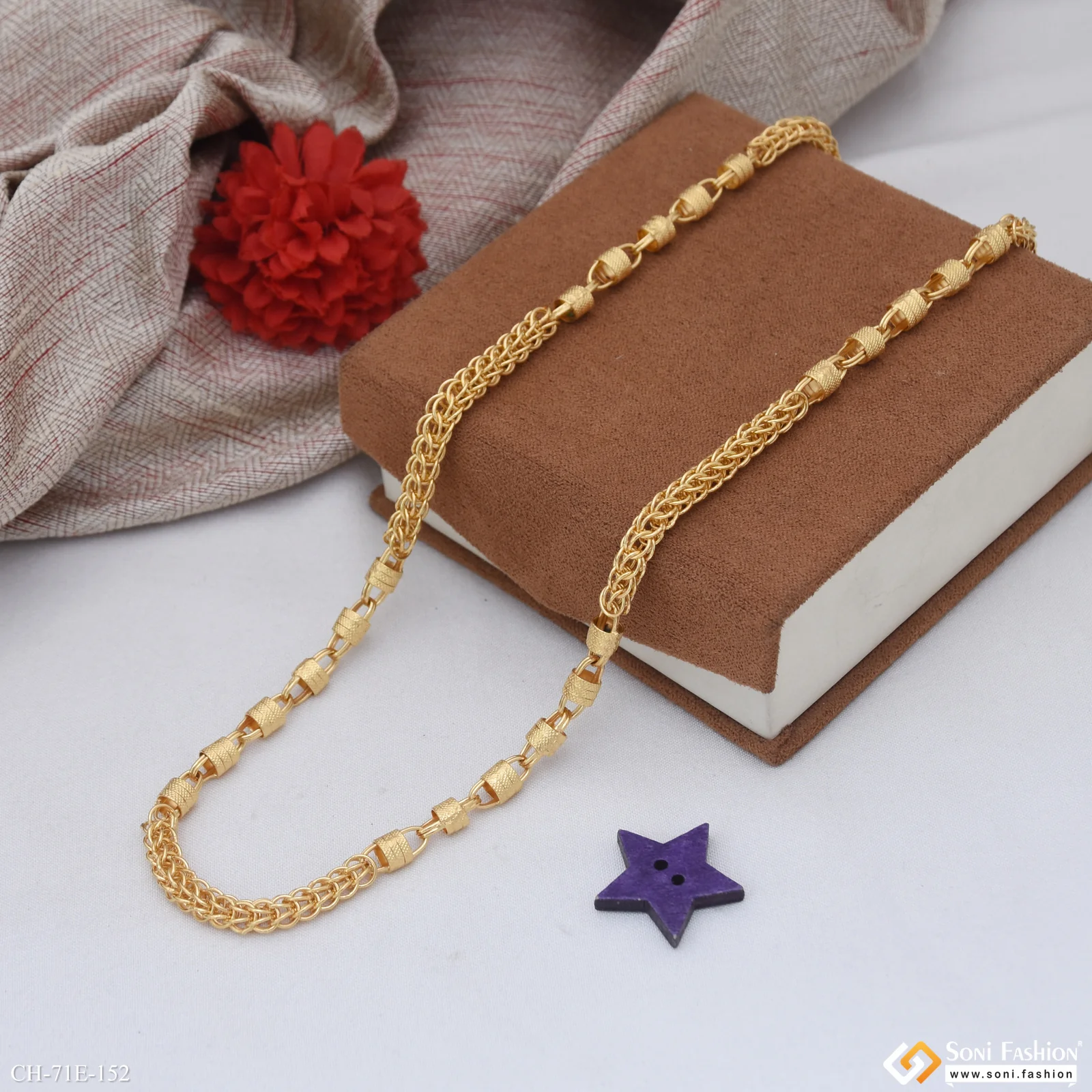 1 Gram Gold Plated Rajwadi Chain for Men - Style E152 - Image 7