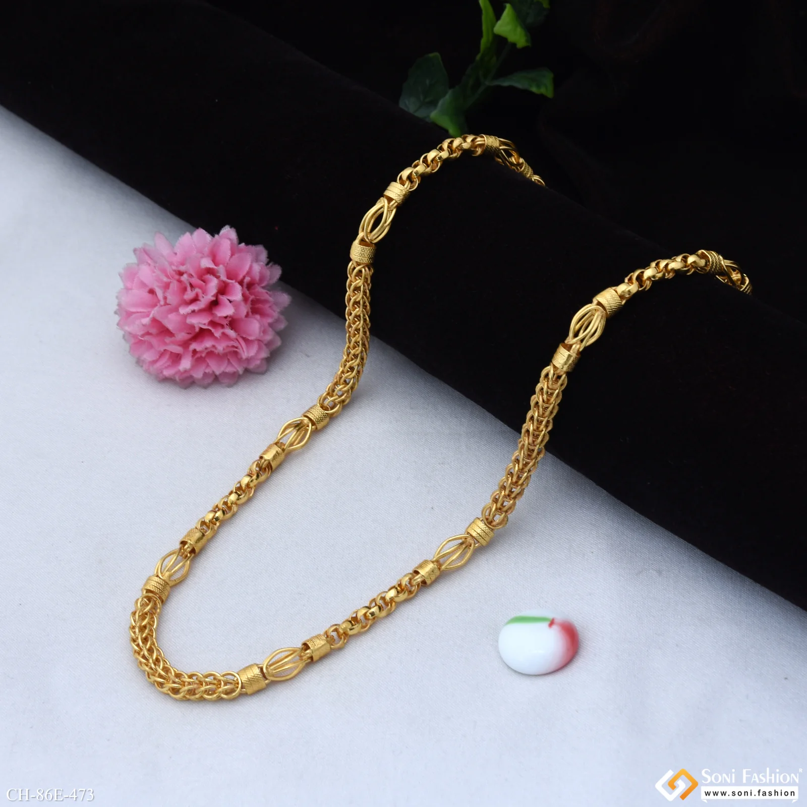 1 Gram Gold Plated Rajwadi Chain for Men - Style E473 - Image 4