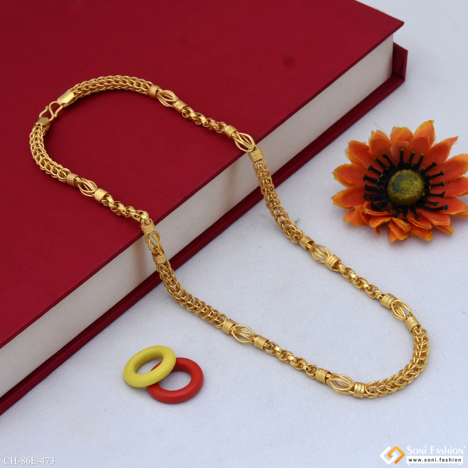 1 Gram Gold Plated Rajwadi Chain for Men - Style E473 - Image 5
