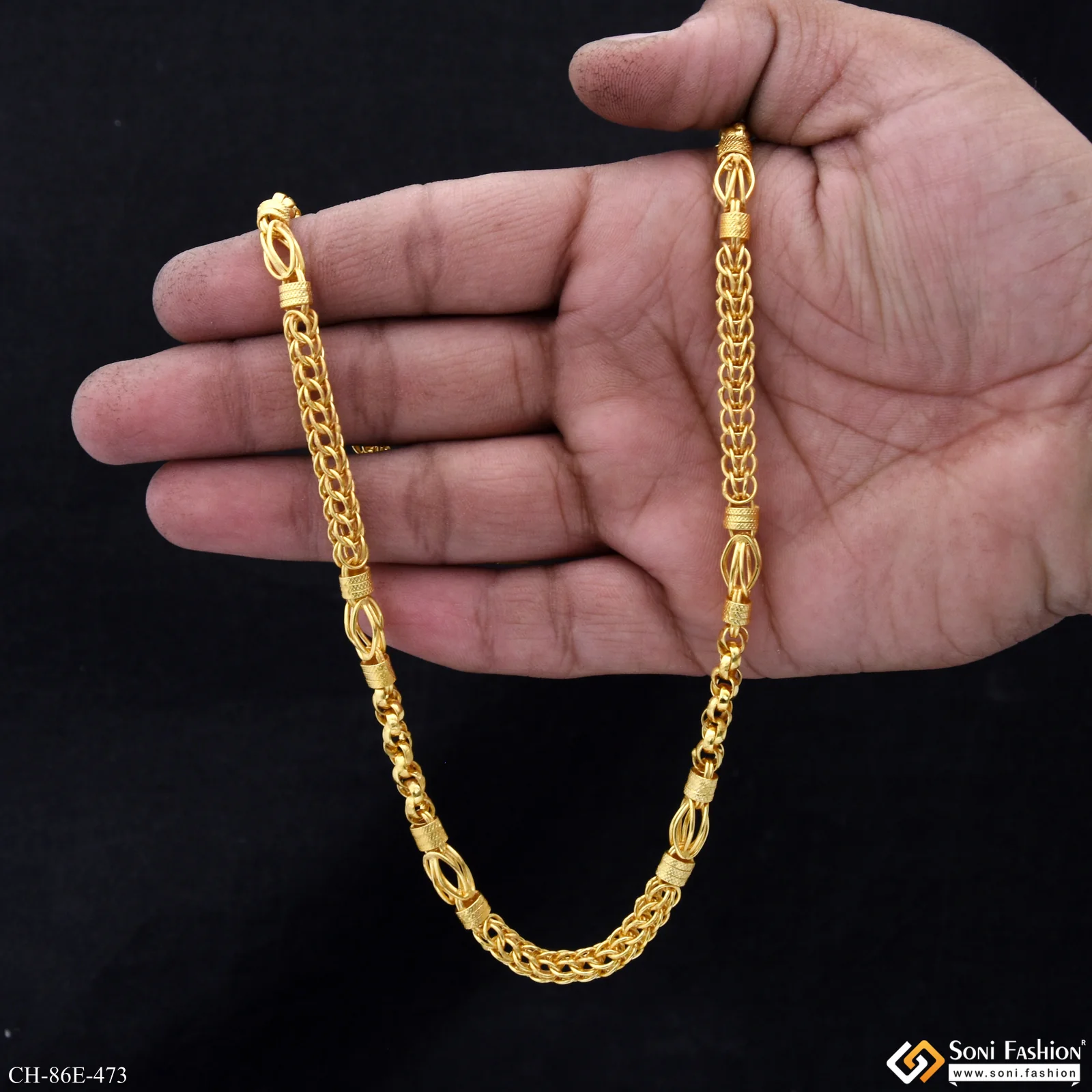 1 Gram Gold Plated Rajwadi Chain for Men - Style E473 - Image 7