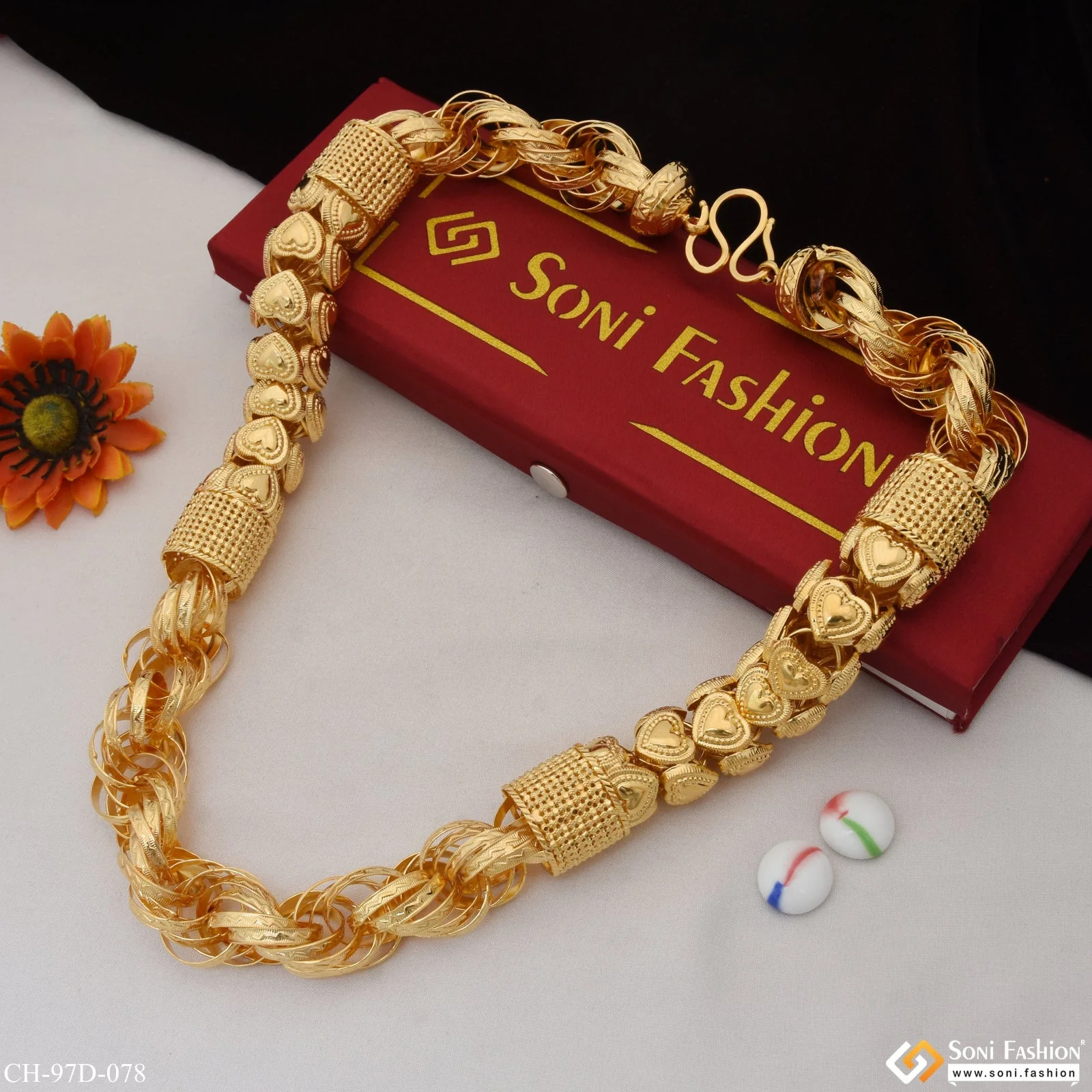 1 Gram Gold Plated Rajwadi Stylish Design Best Quality Chain for Men - Style D078 - Image 2