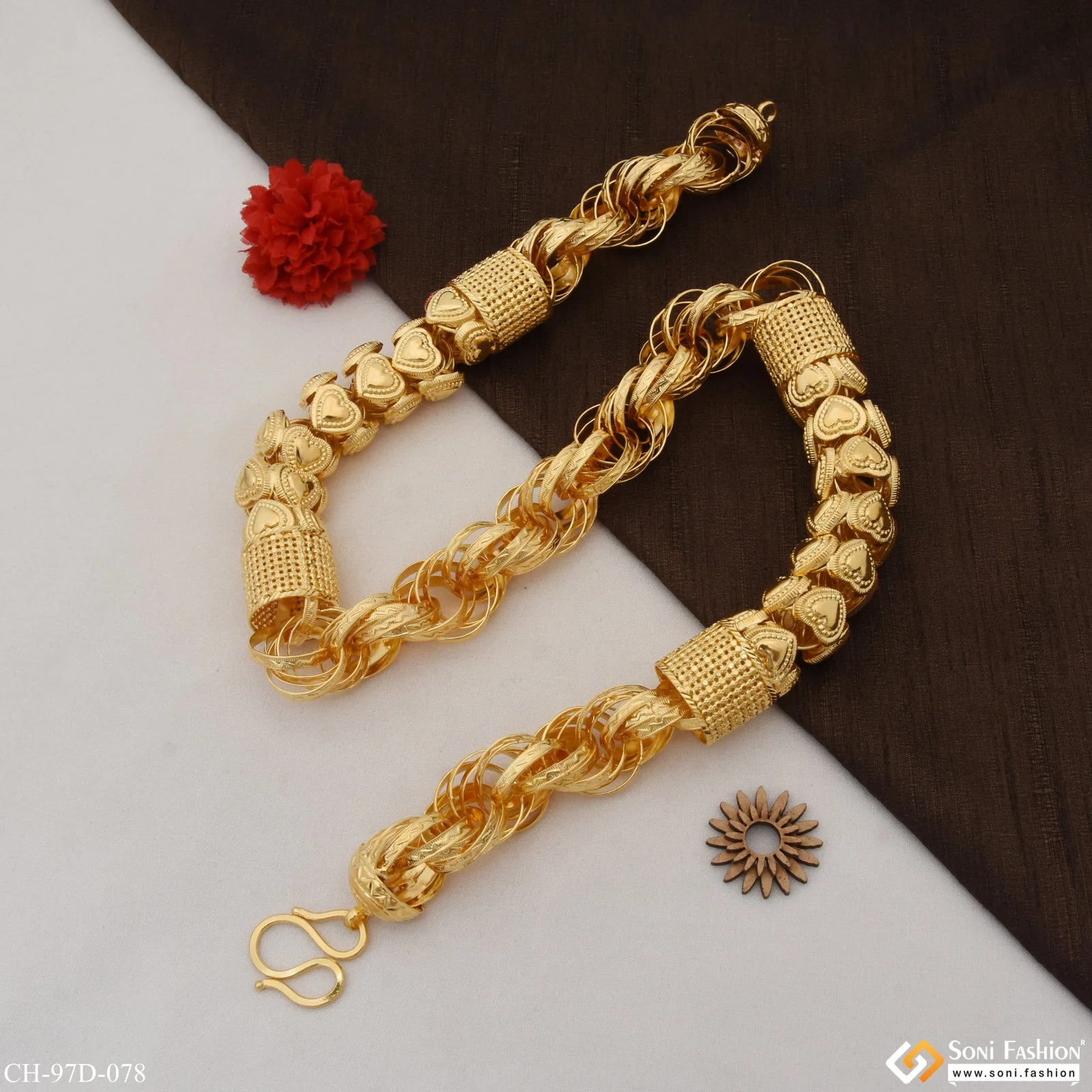 1 Gram Gold Plated Rajwadi Stylish Design Best Quality Chain for Men - Style D078 - Image 4