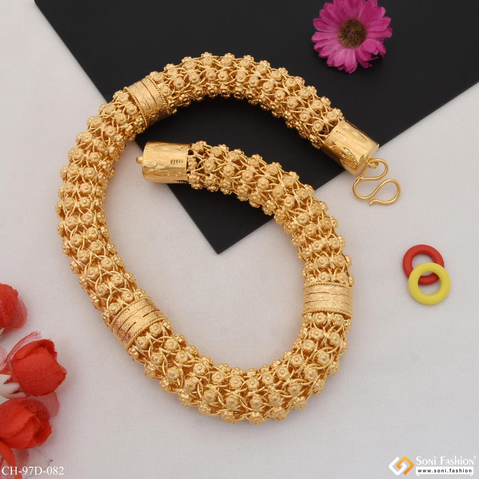 1 Gram Gold Plated Rassa Stylish Design Best Quality Chain for Men - Style D082 - Image 2