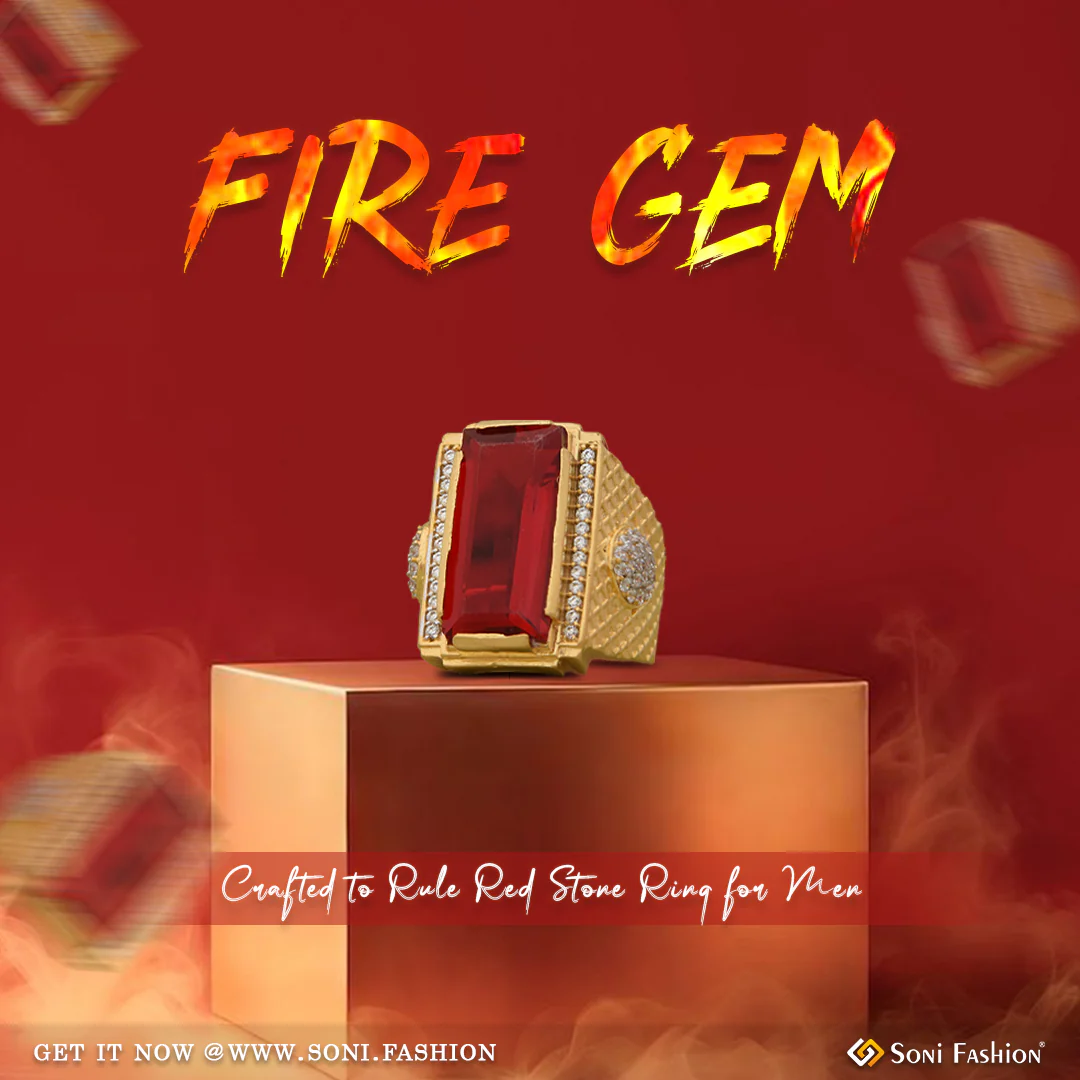 1 Gram Gold Plated Red Stone Latest Design High-quality Ring For Men - Style B161