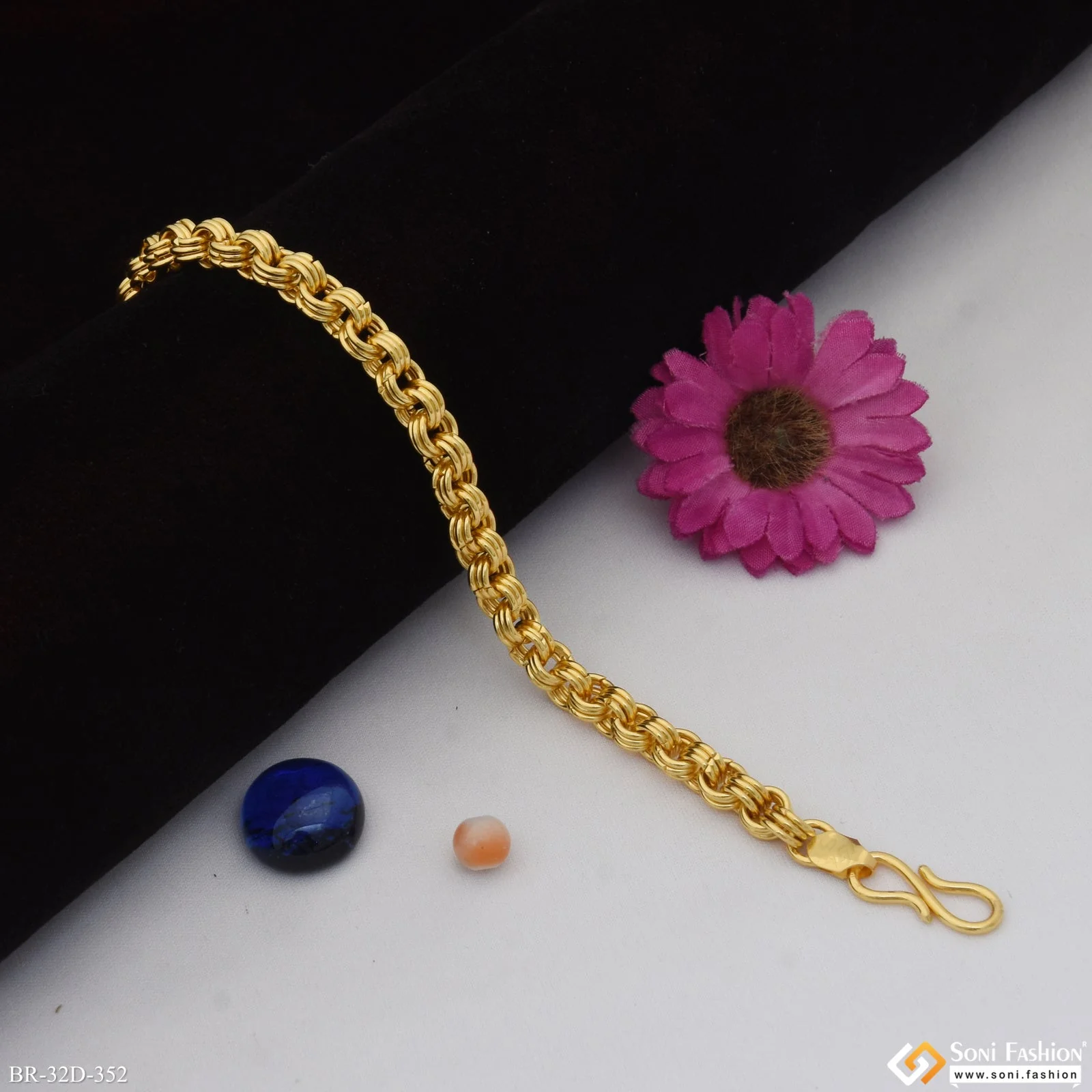 1 Gram Gold Plated Ring Into Ring Best Quality Bracelet for Men - Style D352 - Image 4