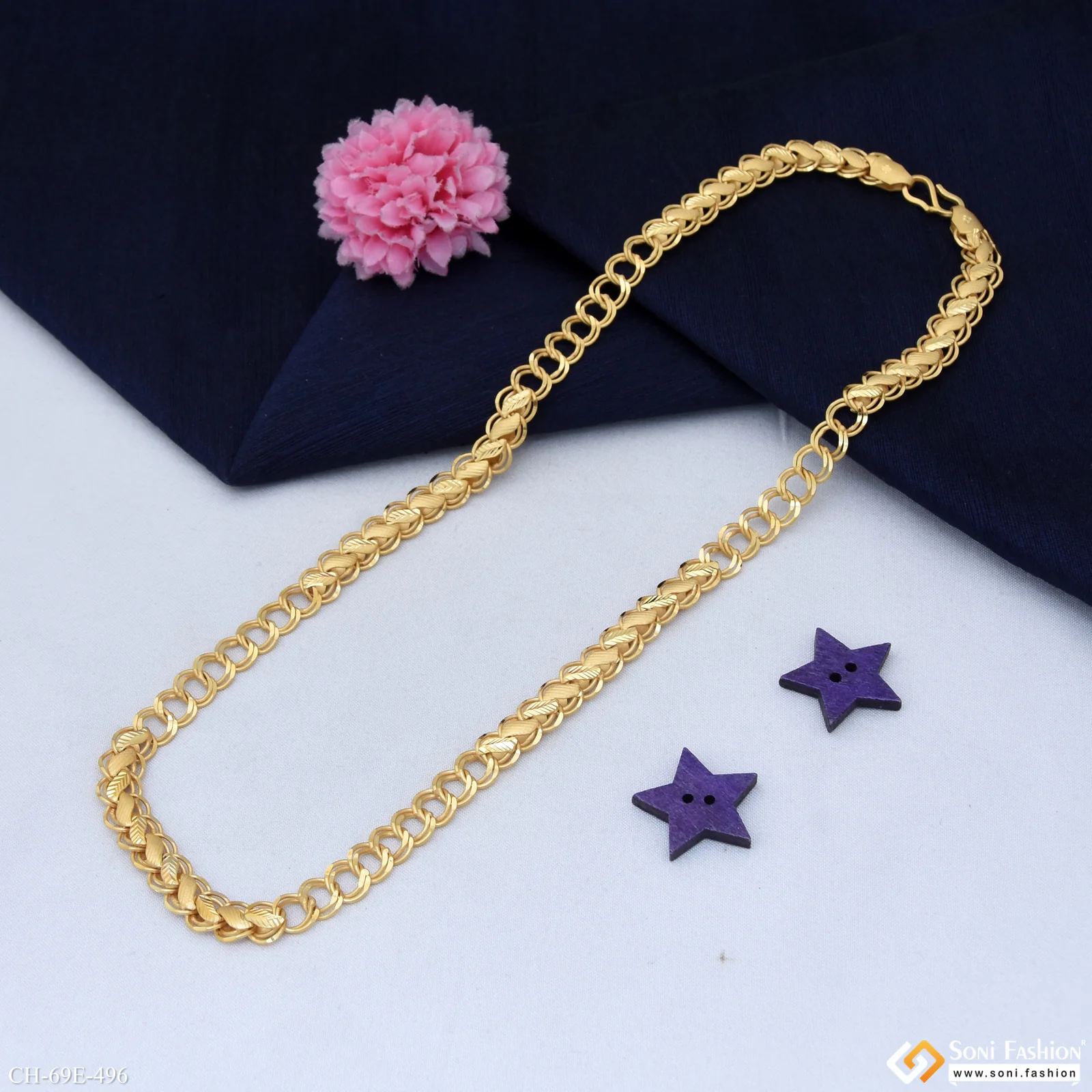 1 Gram Gold Plated Ring Into Ring Link Kohli Chain for Men - Style E496 - Image 6
