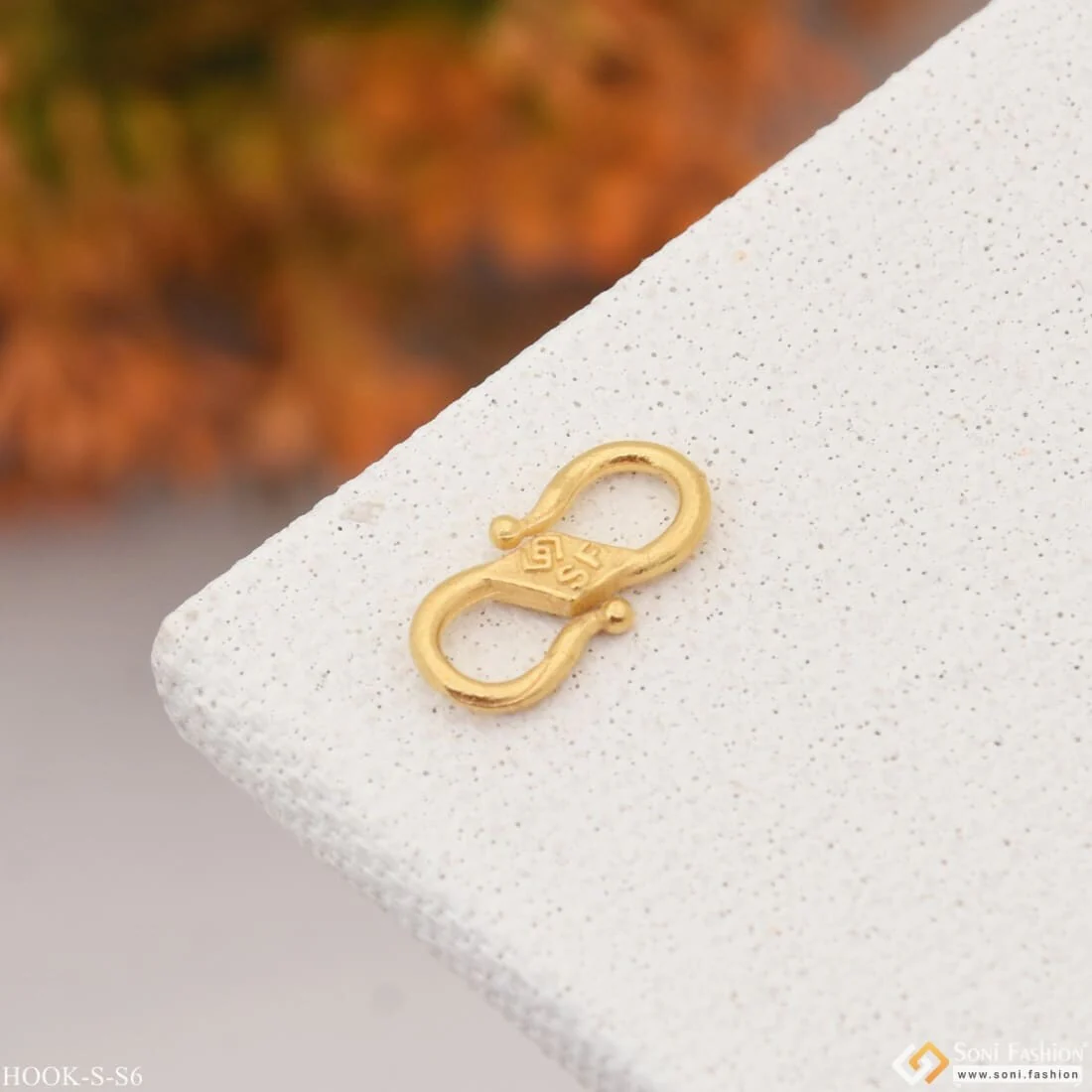 1 Gram Gold Plated S Hook For Chain - Small Size - Design S6 - Image 3
