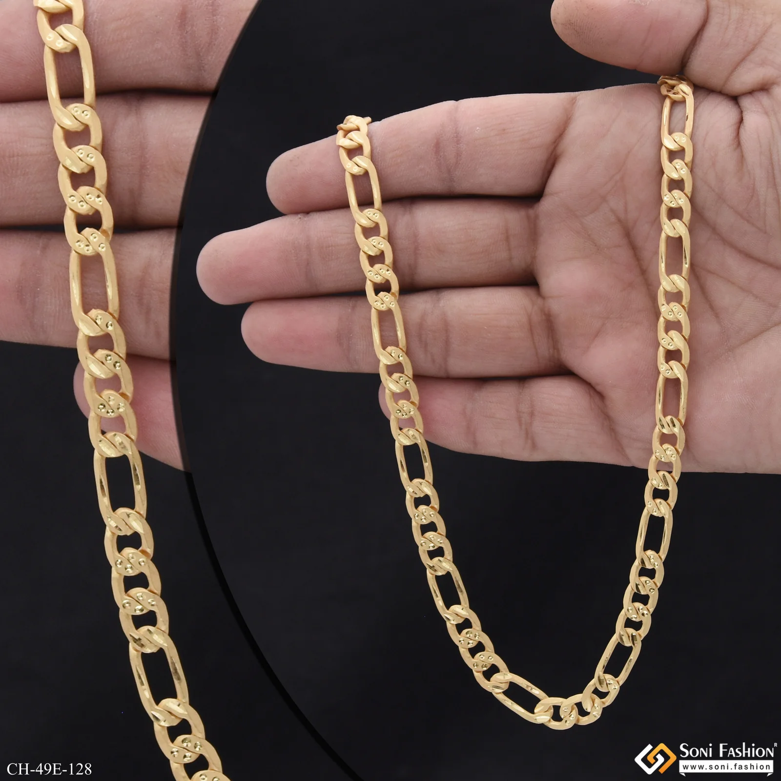 1 Gram Gold Plated Sachin Chain for Men - Style E128 - Image 2
