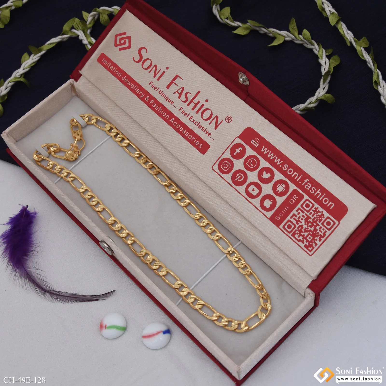 1 Gram Gold Plated Sachin Chain for Men - Style E128 - Image 3