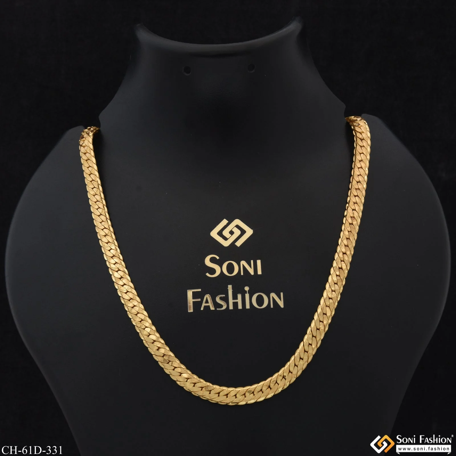 1 Gram Gold Plated Shipra Glittering Design Chain for Men - Style D331