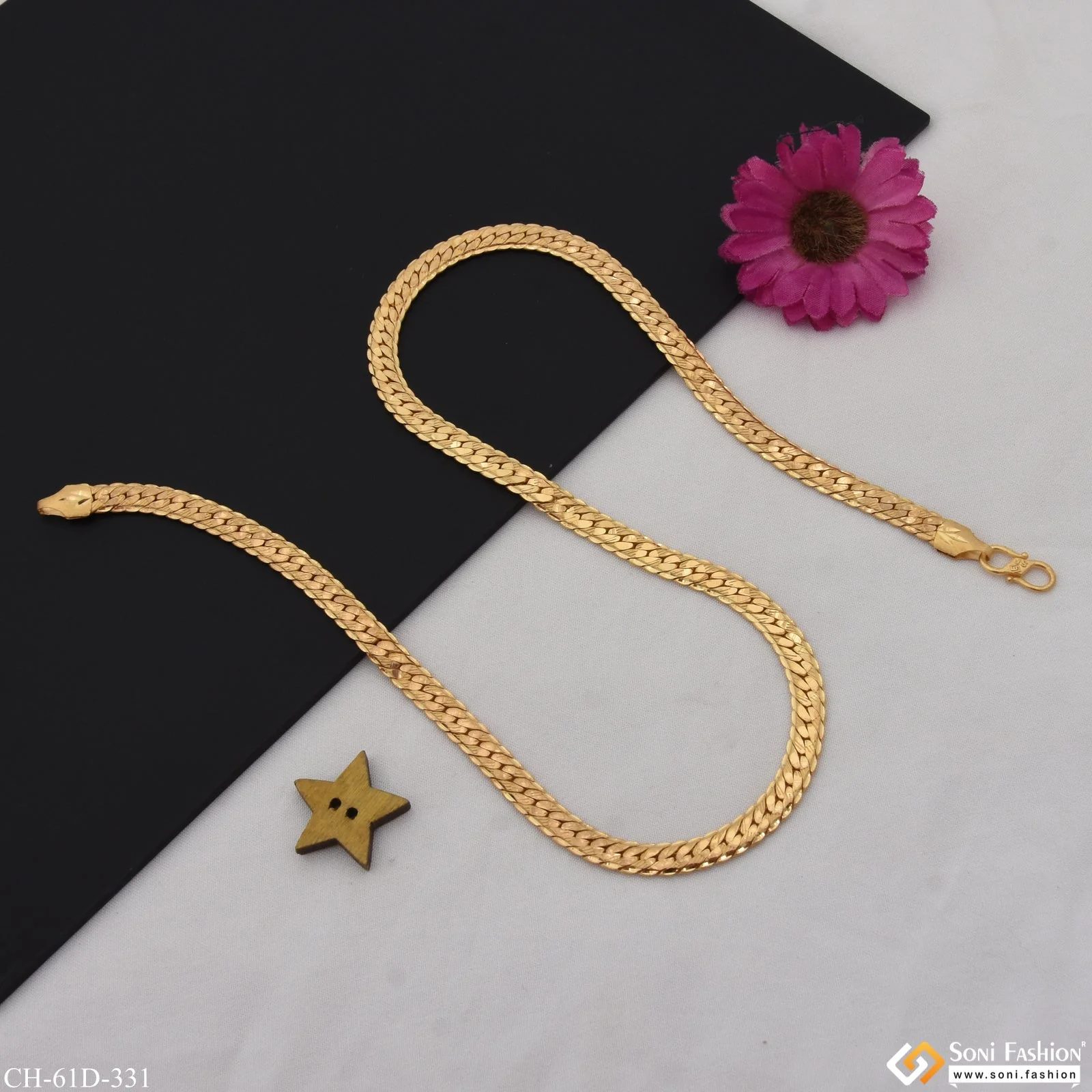 1 Gram Gold Plated Shipra Glittering Design Chain for Men - Style D331 - Image 7
