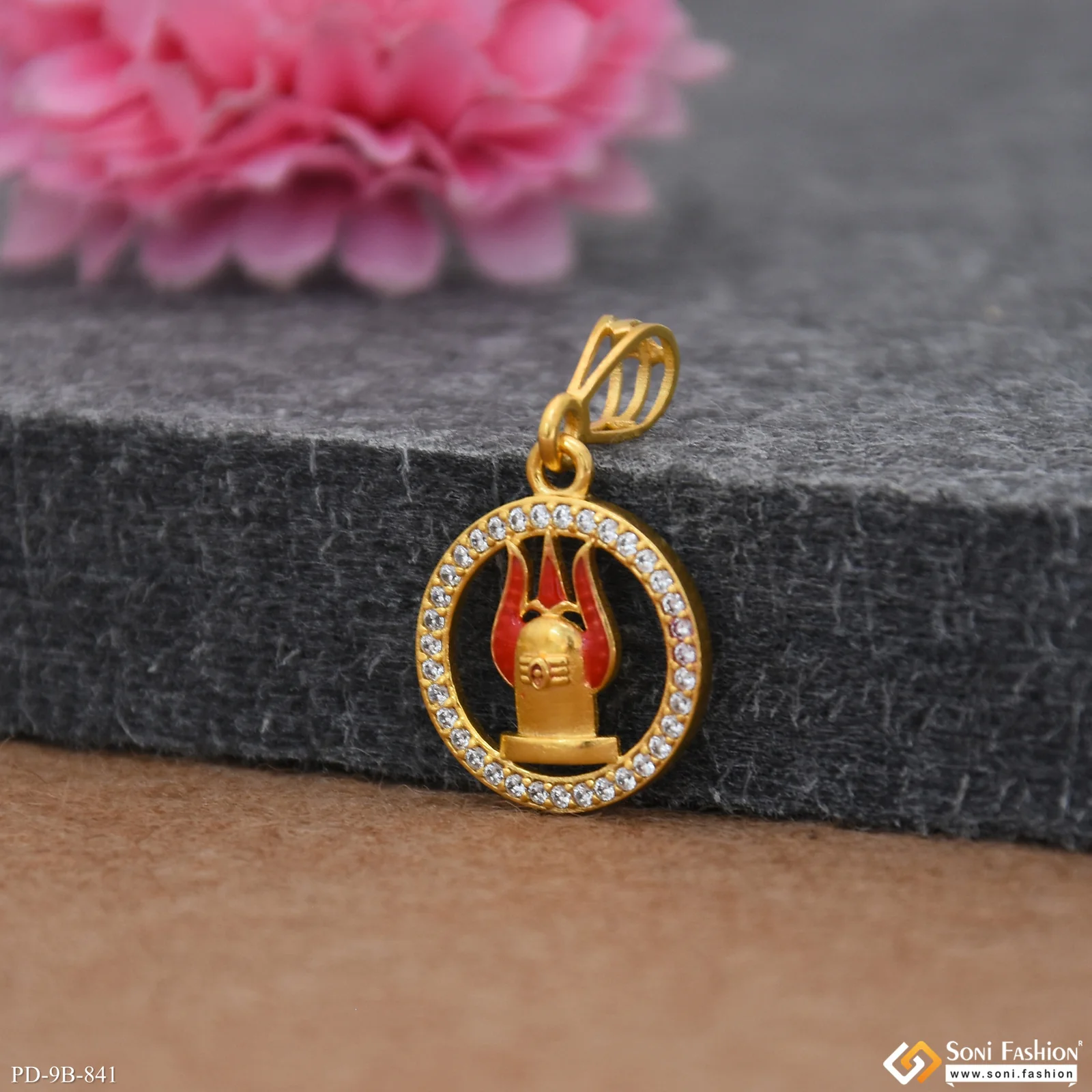 1 Gram Gold Plated Shivling with Trishul Latest Design Pendant for Men - Style B841 - Image 3