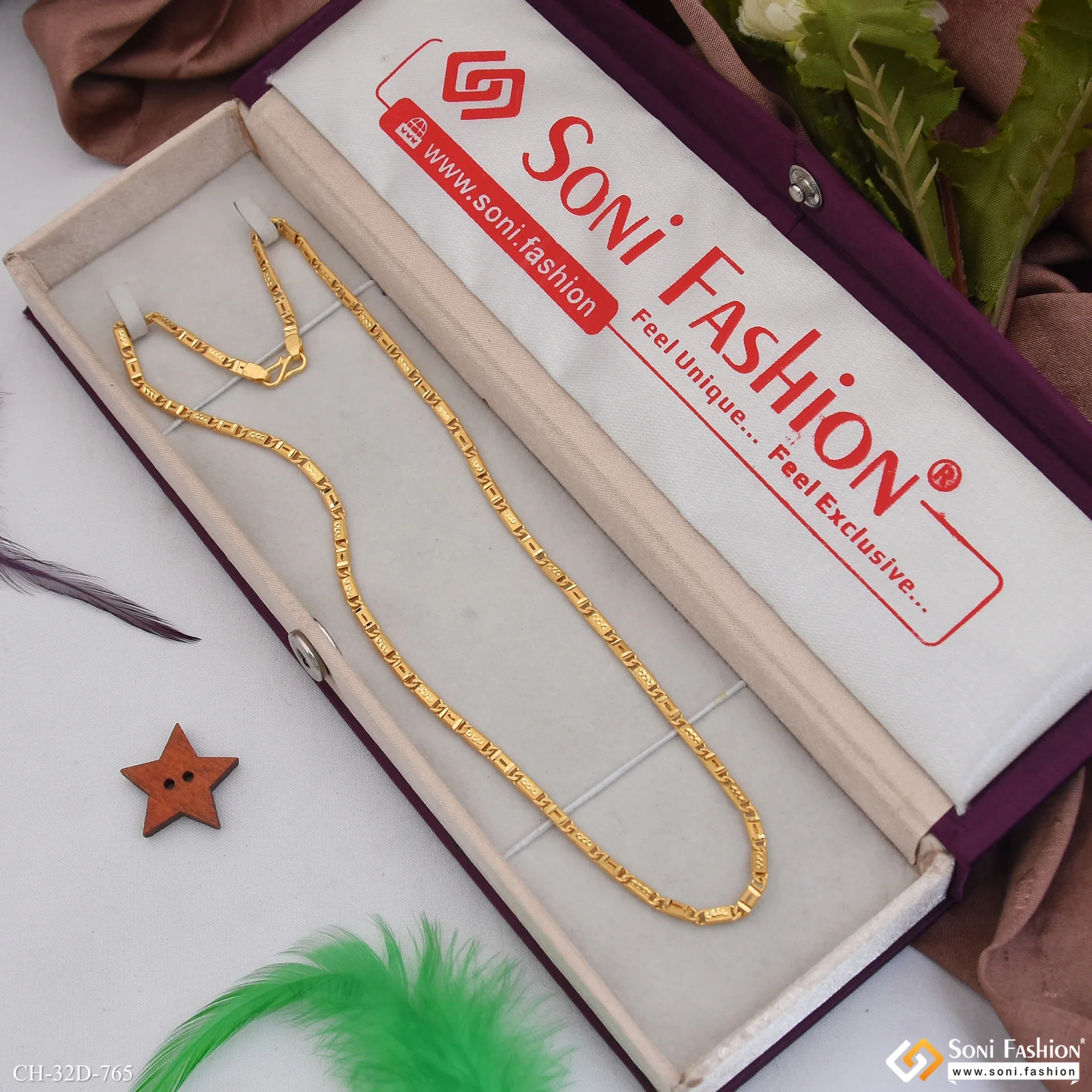 1 Gram Gold Plated Slim Design Nawabi Chain for Men - Style D765 - Image 3