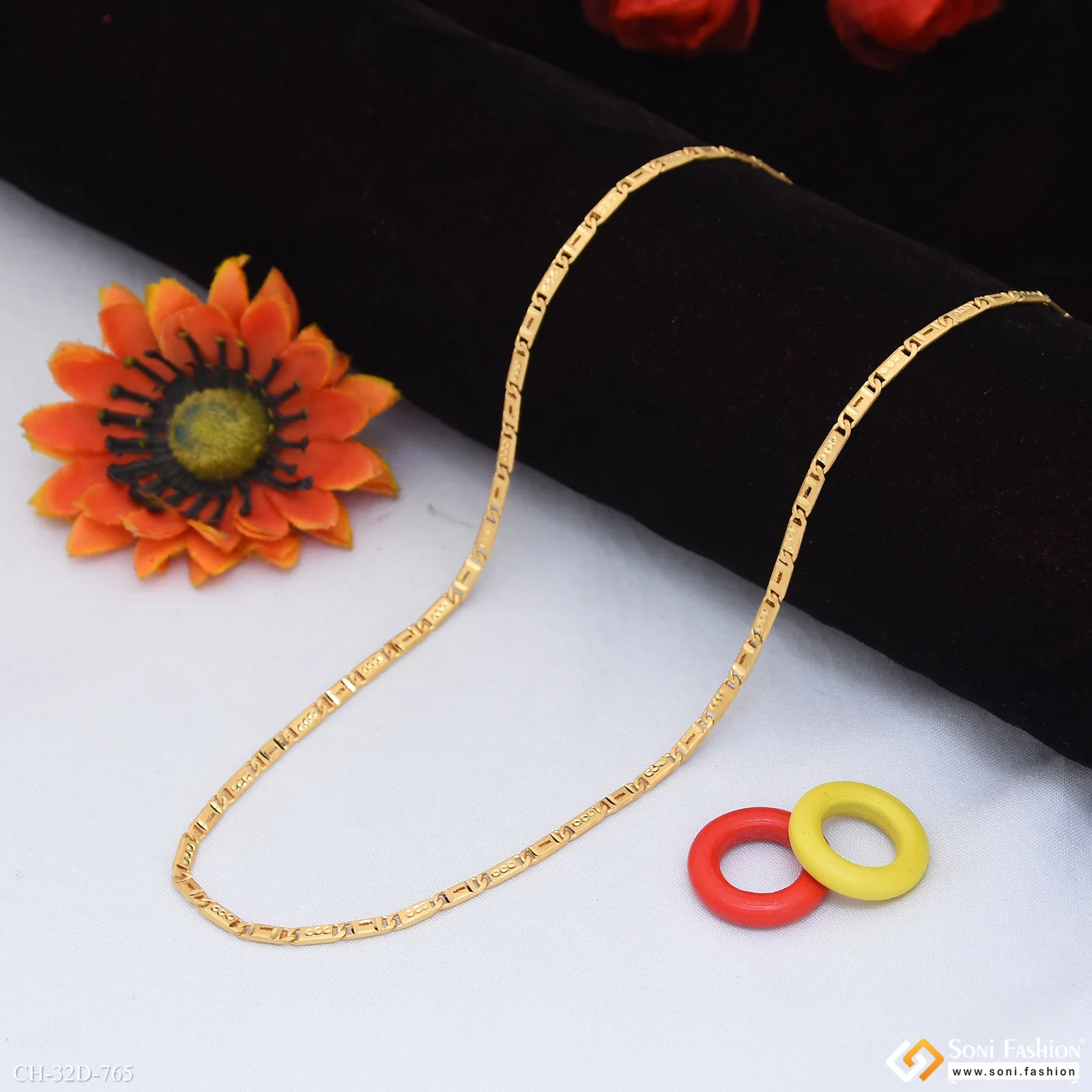 1 Gram Gold Plated Slim Design Nawabi Chain for Men - Style D765 - Image 4