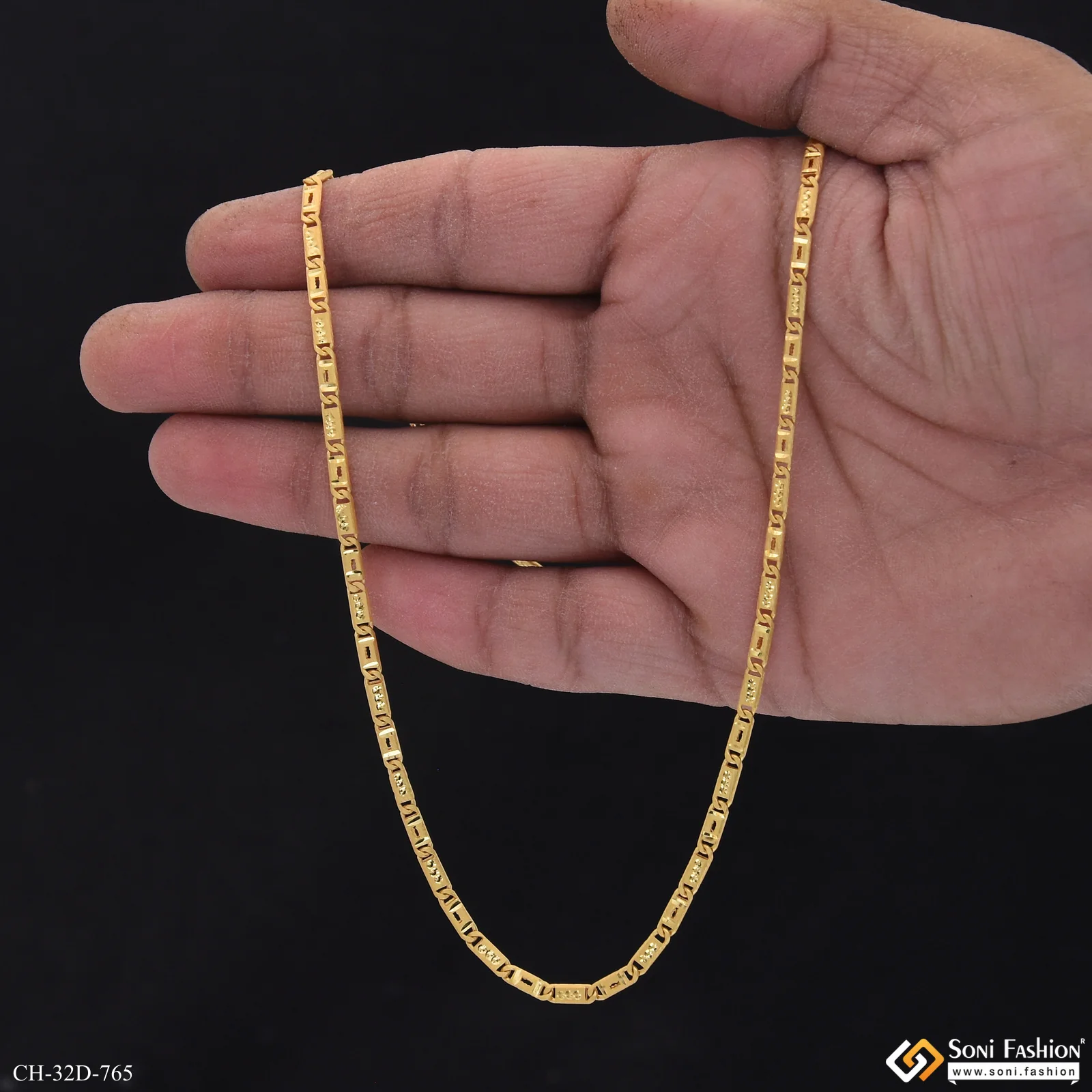 1 Gram Gold Plated Slim Design Nawabi Chain for Men - Style D765 - Image 7