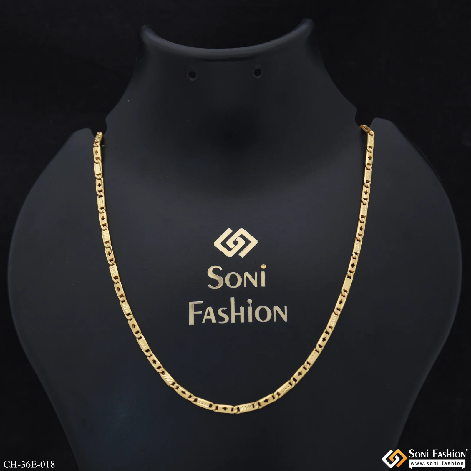 1 Gram Gold Plated Slim Design Nawabi Chain for Men - Style E018