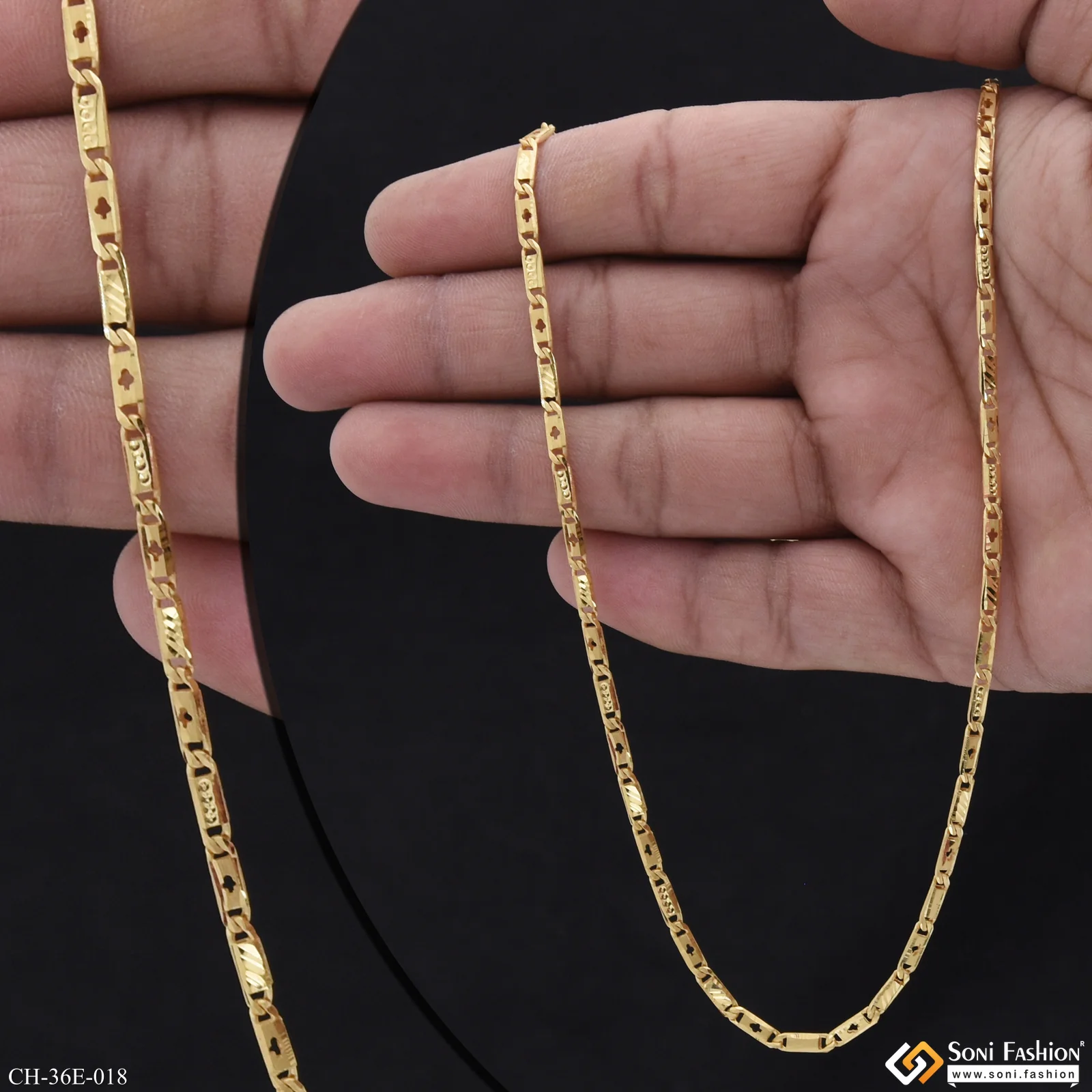 1 Gram Gold Plated Slim Design Nawabi Chain for Men - Style E018 - Image 2