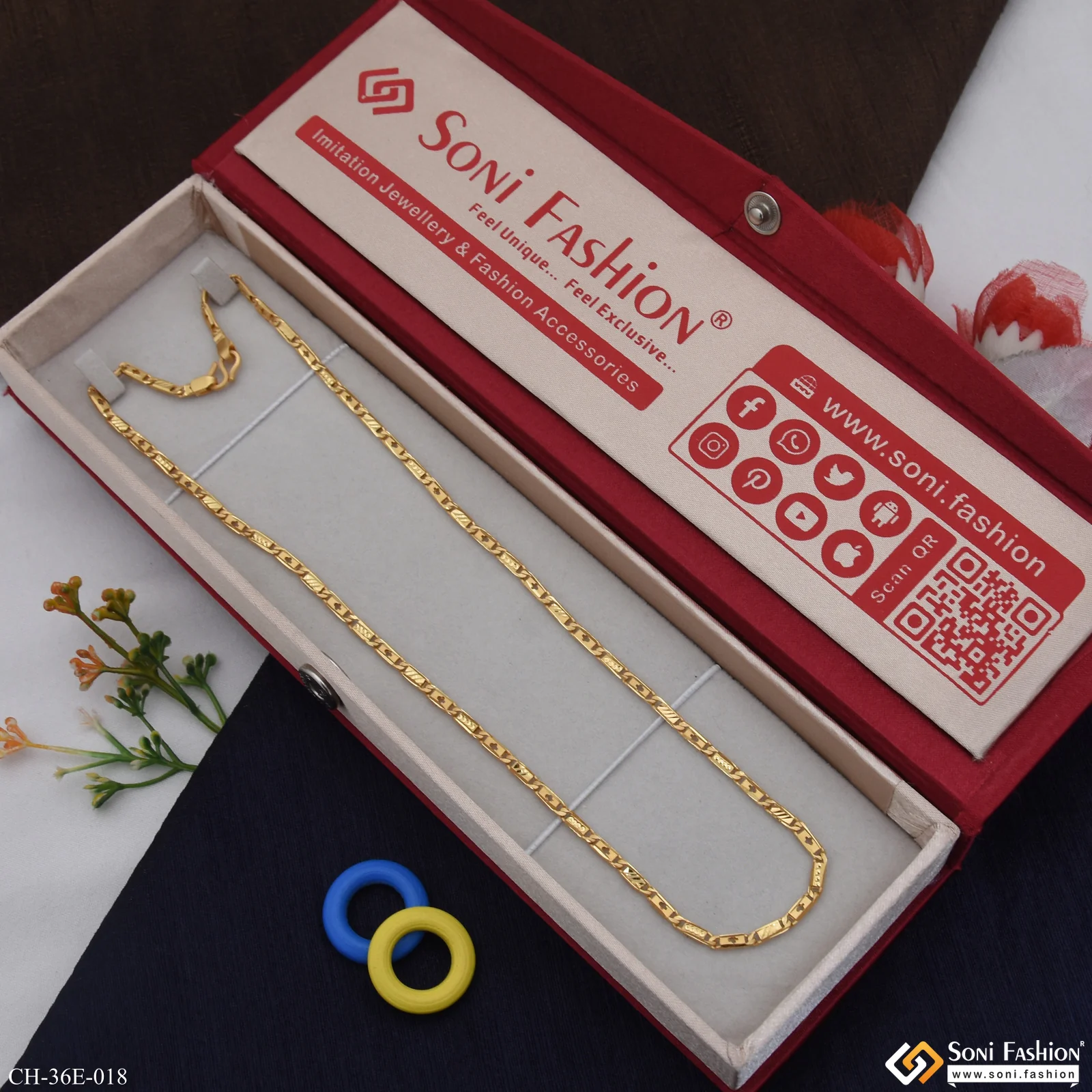 1 Gram Gold Plated Slim Design Nawabi Chain for Men - Style E018 - Image 3