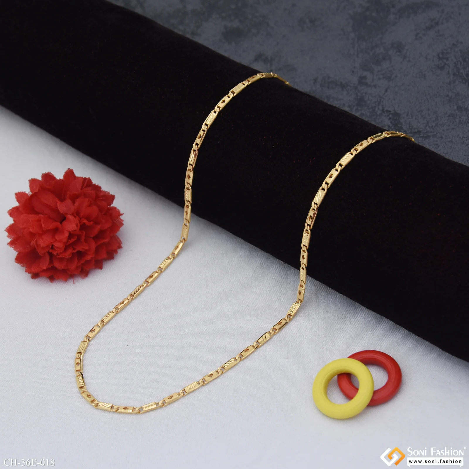 1 Gram Gold Plated Slim Design Nawabi Chain for Men - Style E018 - Image 4
