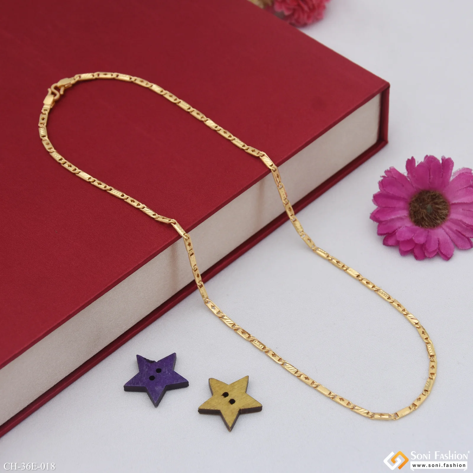 1 Gram Gold Plated Slim Design Nawabi Chain for Men - Style E018 - Image 5