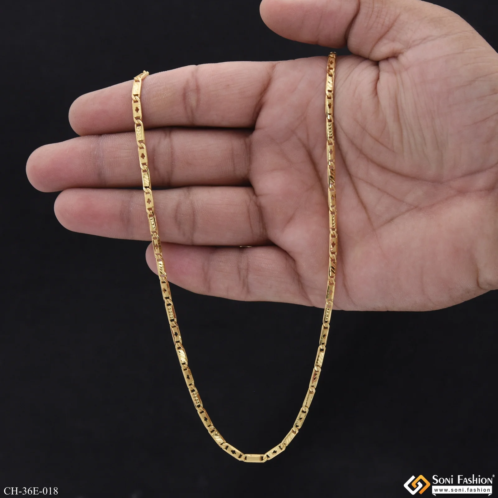 1 Gram Gold Plated Slim Design Nawabi Chain for Men - Style E018 - Image 6