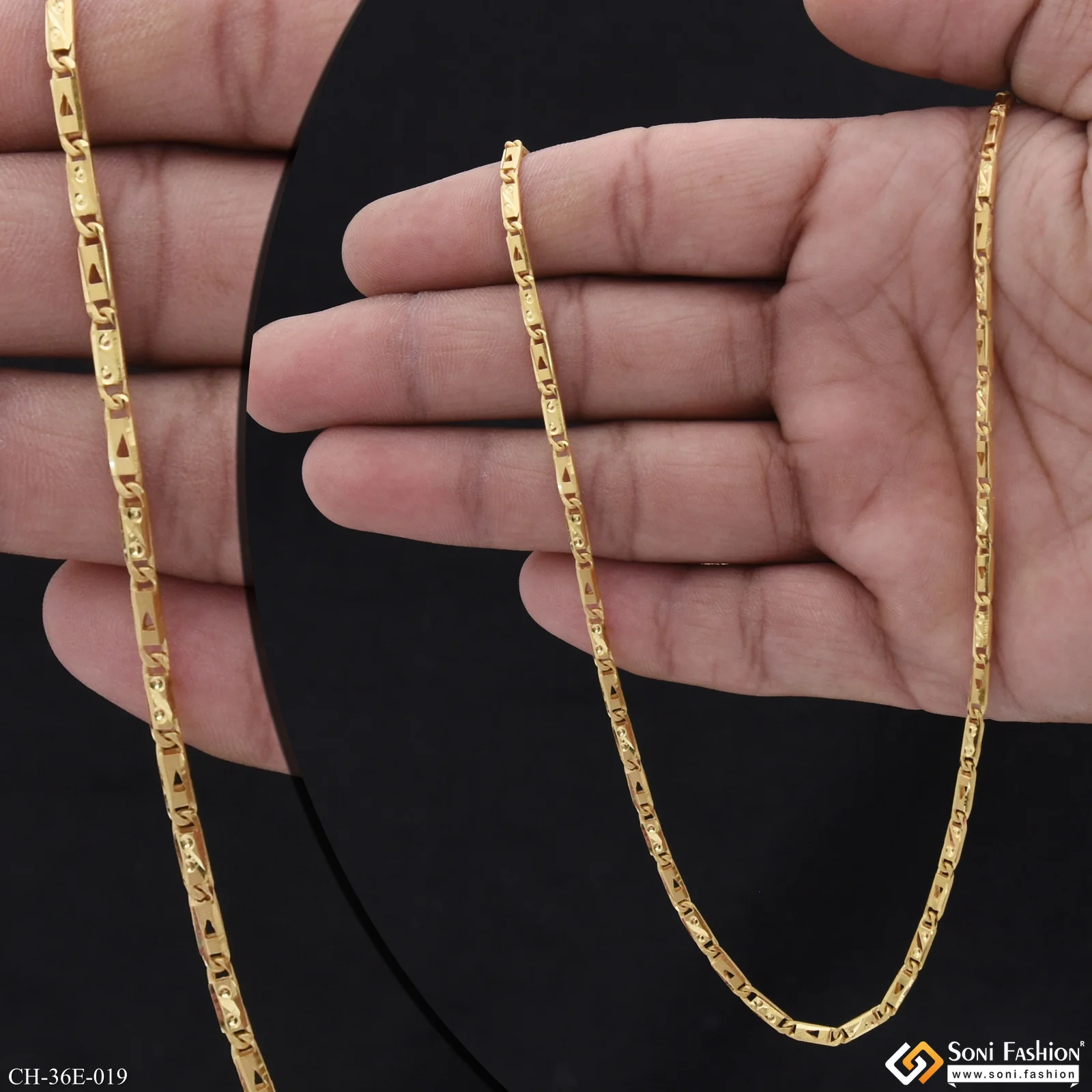 1 Gram Gold Plated Slim Design Nawabi Chain for Men - Style E019 - Image 2