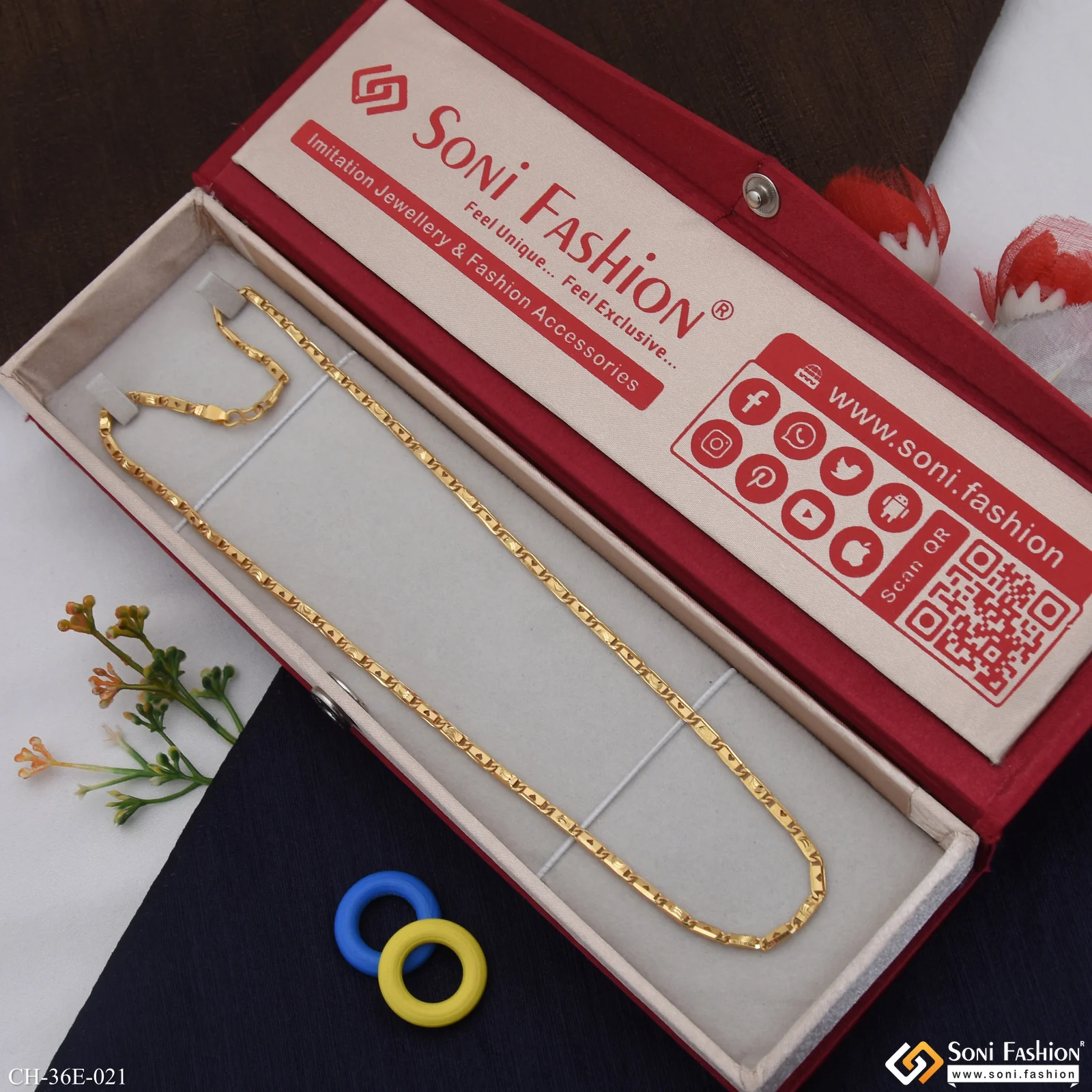 1 Gram Gold Plated Slim Design Nawabi Chain for Men - Style E021 - Image 3