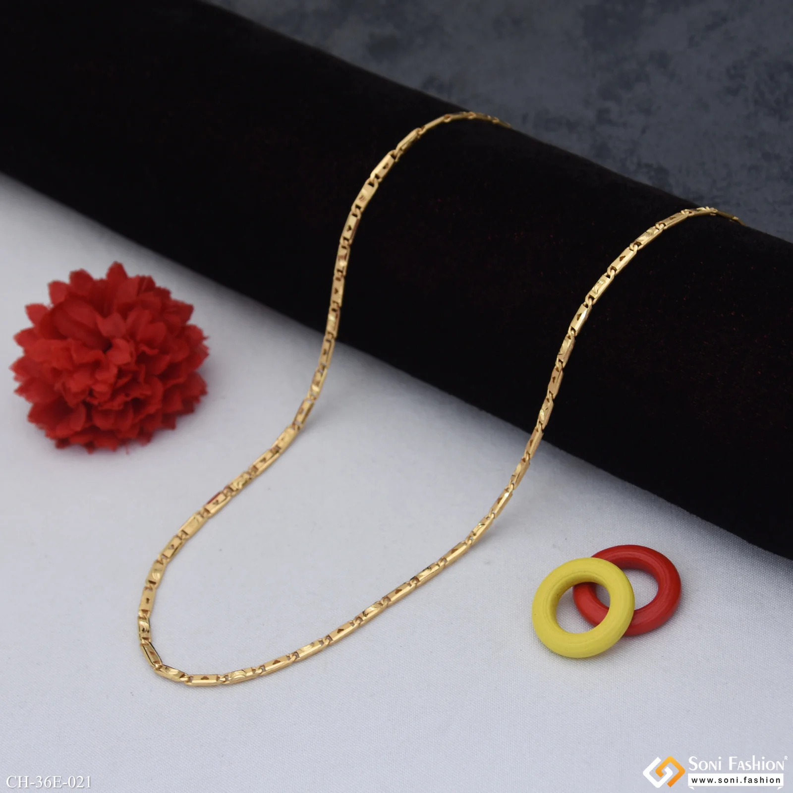 1 Gram Gold Plated Slim Design Nawabi Chain for Men - Style E021 - Image 4