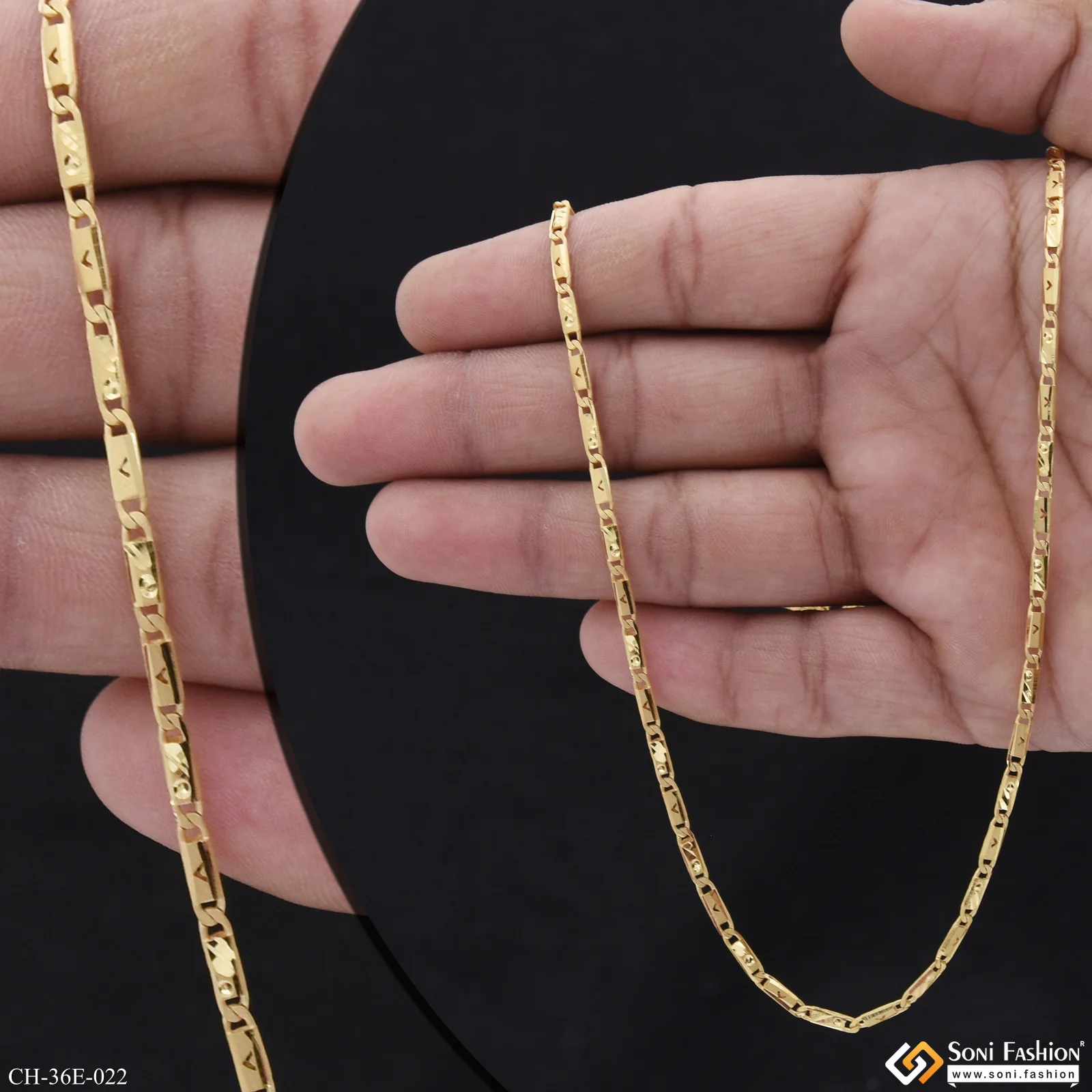 1 Gram Gold Plated Slim Design Nawabi Chain for Men - Style E022 - Image 3