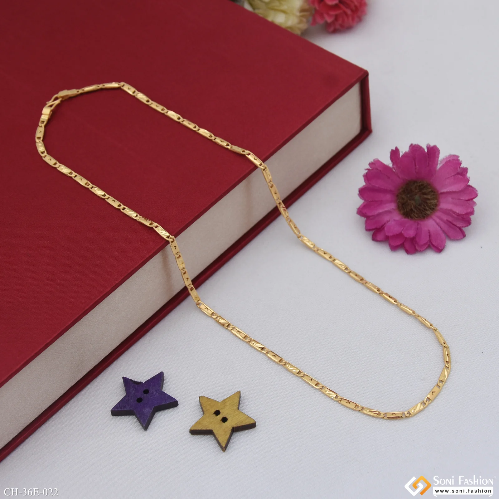 1 Gram Gold Plated Slim Design Nawabi Chain for Men - Style E022 - Image 6