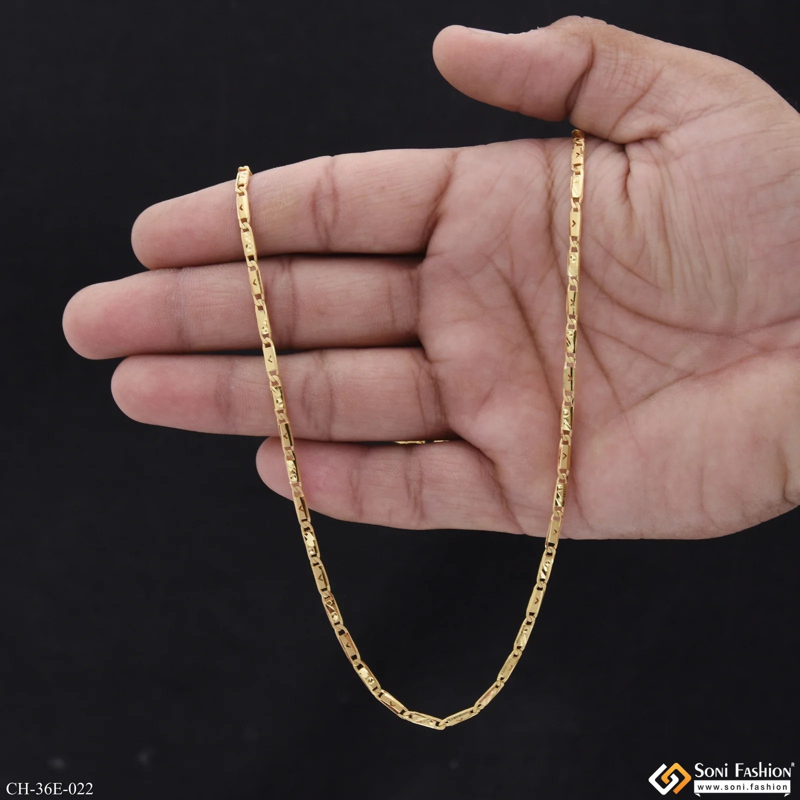 1 Gram Gold Plated Slim Design Nawabi Chain for Men - Style E022 - Image 7