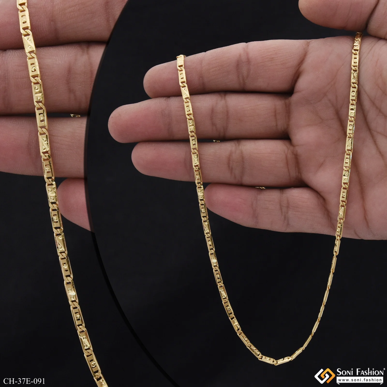 1 Gram Gold Plated Slim Design Nawabi Chain for Men - Style E091 - Image 2