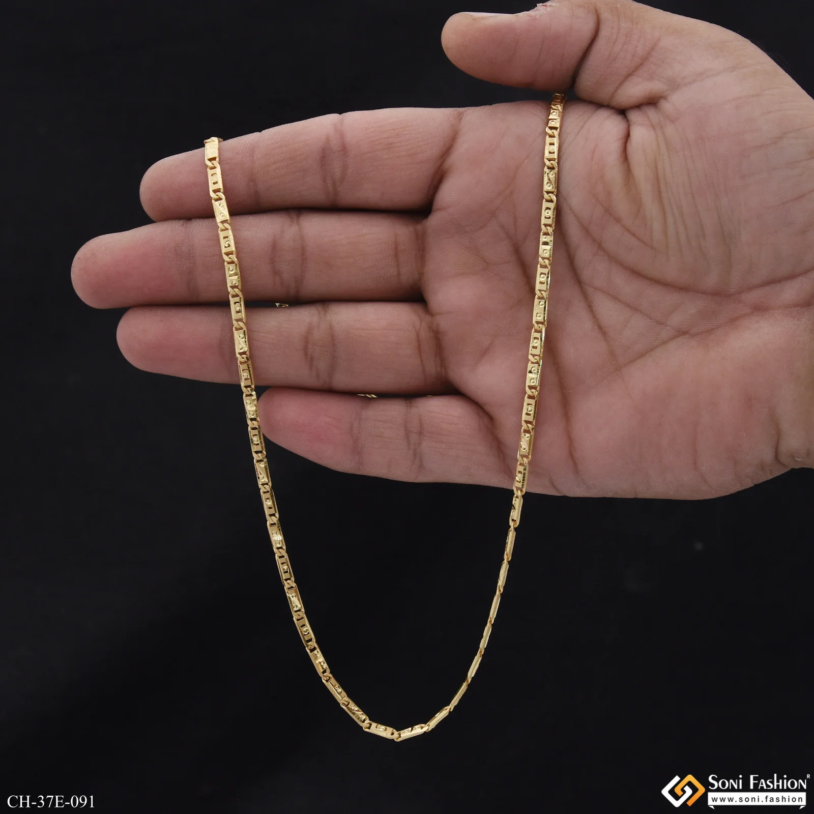 1 Gram Gold Plated Slim Design Nawabi Chain for Men - Style E091 - Image 6
