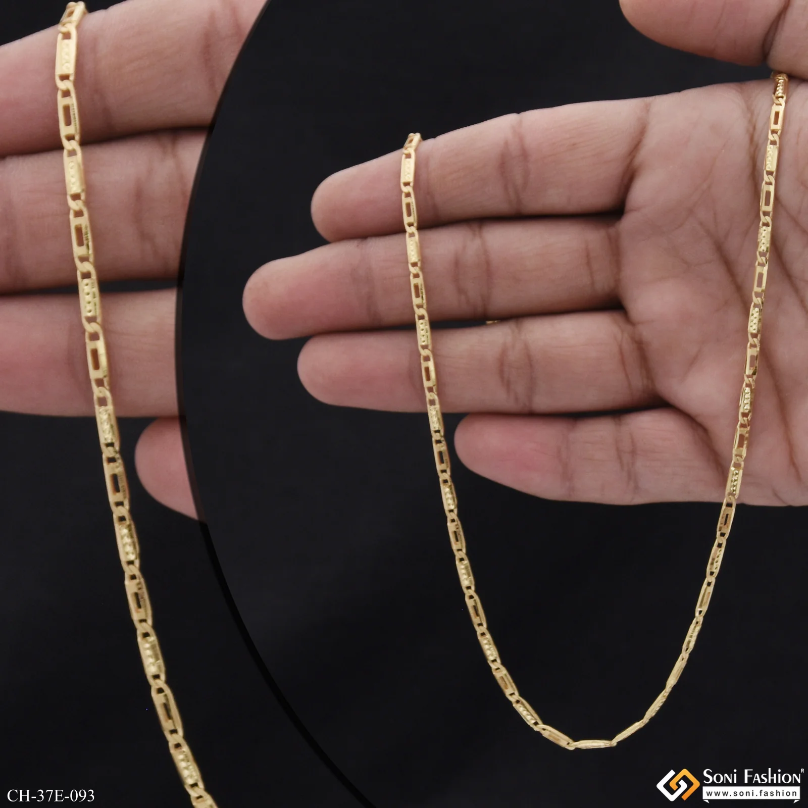1 Gram Gold Plated Slim Design Nawabi Chain for Men - Style E093 - Image 2