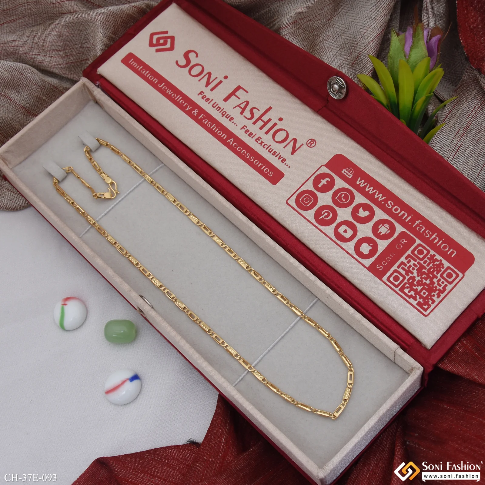 1 Gram Gold Plated Slim Design Nawabi Chain for Men - Style E093 - Image 3