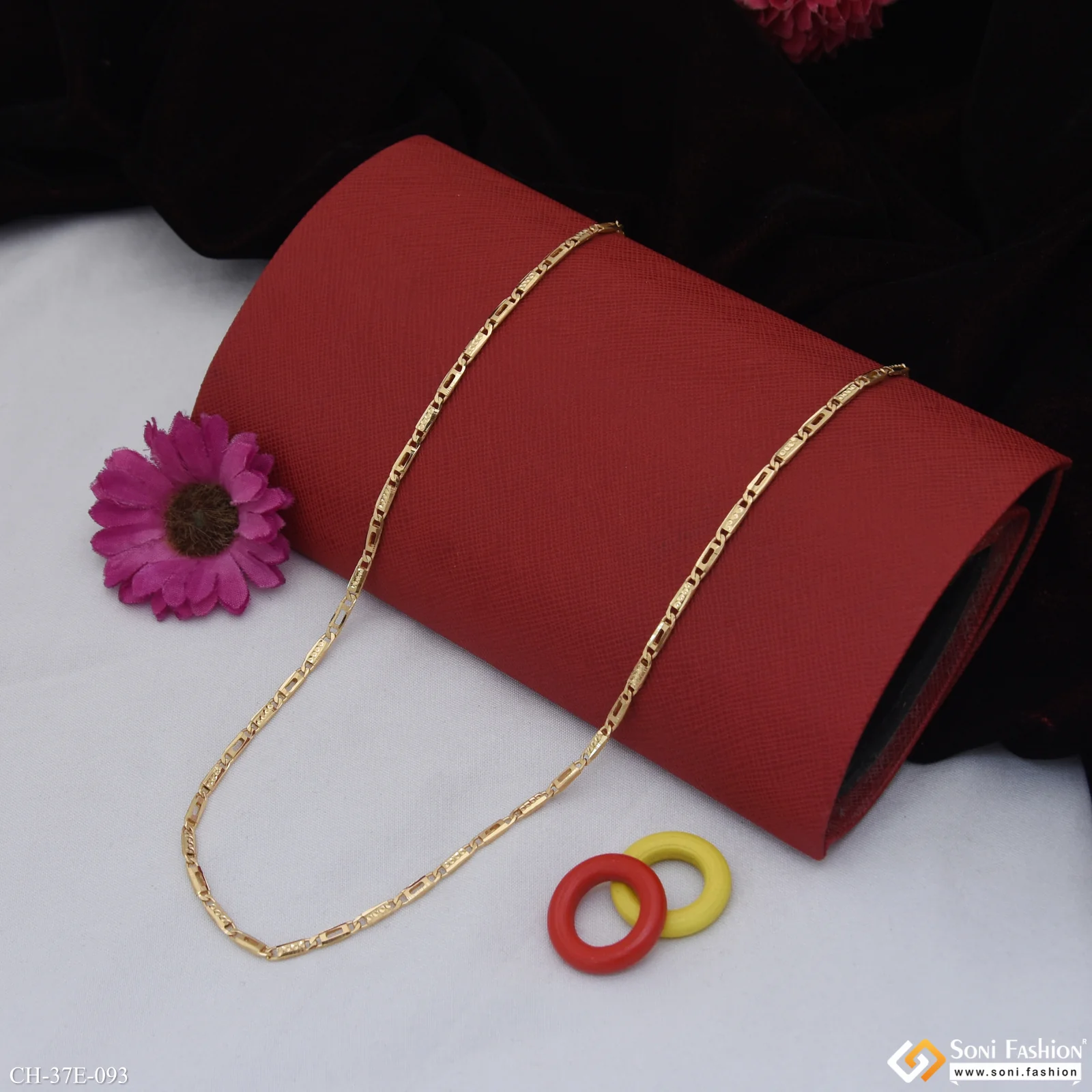 1 Gram Gold Plated Slim Design Nawabi Chain for Men - Style E093 - Image 4