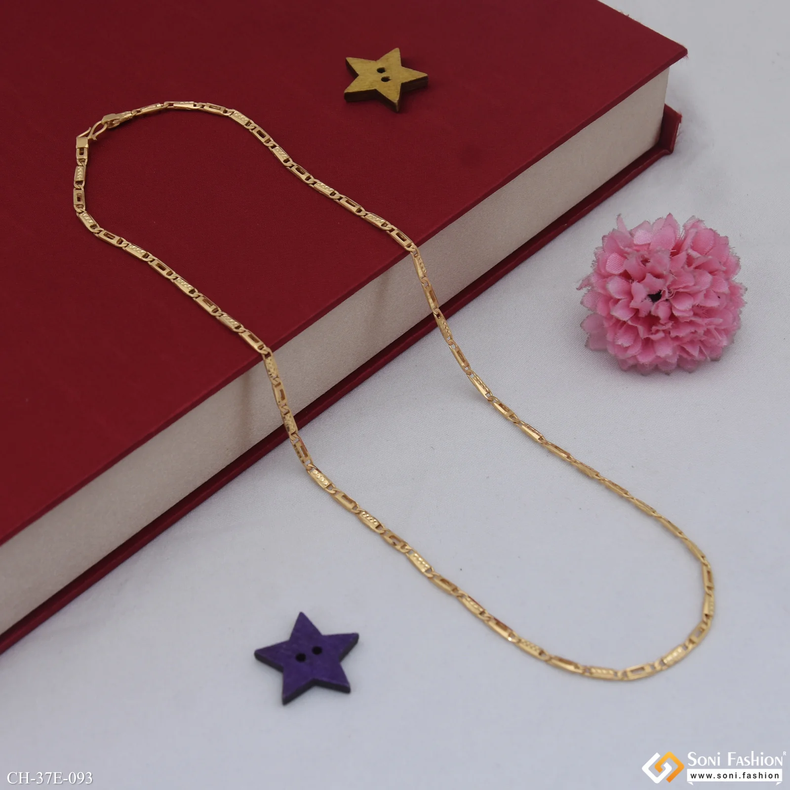 1 Gram Gold Plated Slim Design Nawabi Chain for Men - Style E093 - Image 5